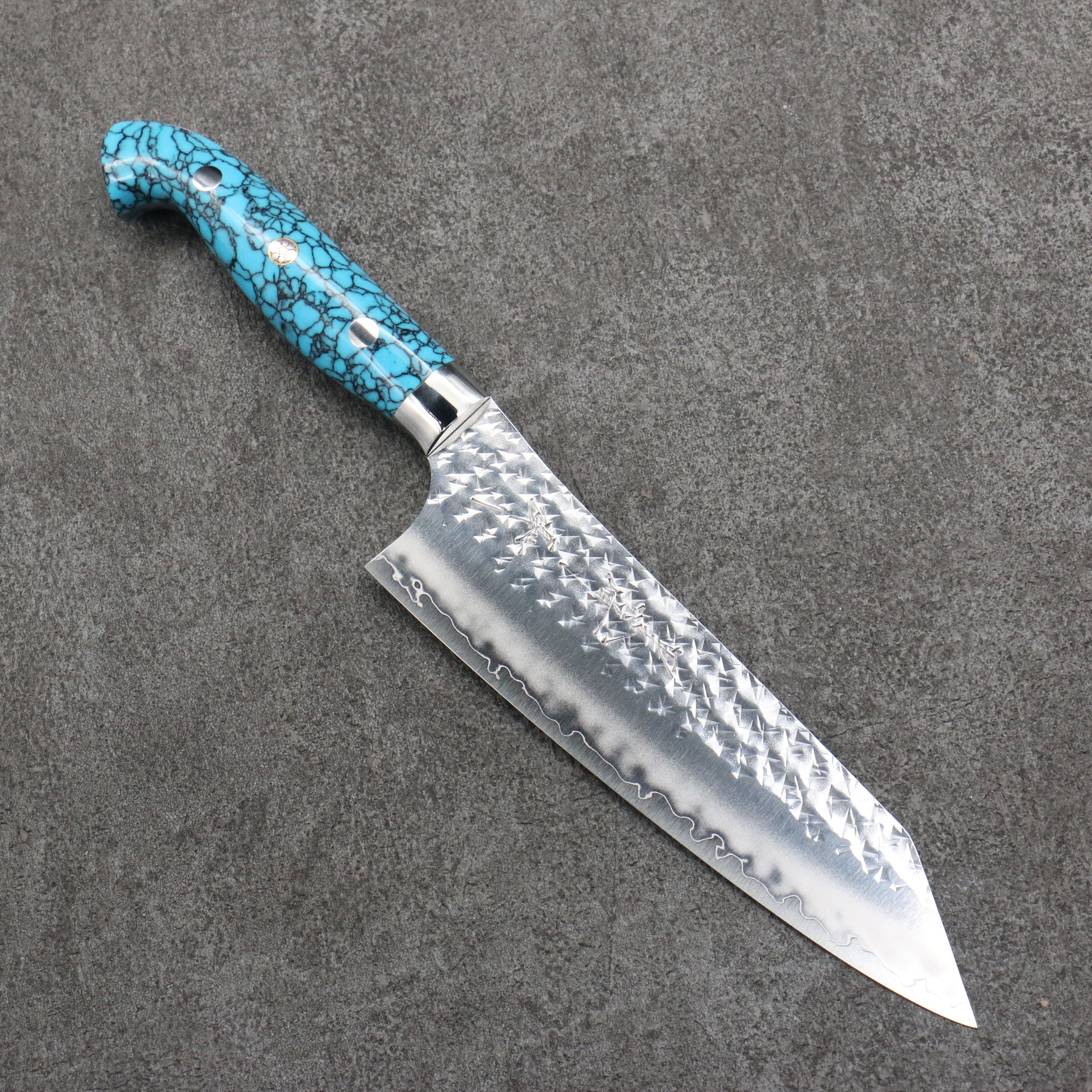 Yu Kurosaki Senko Ei SG2 Hammered Bunka 165mm Turquoise Handle - Seisuke Knife