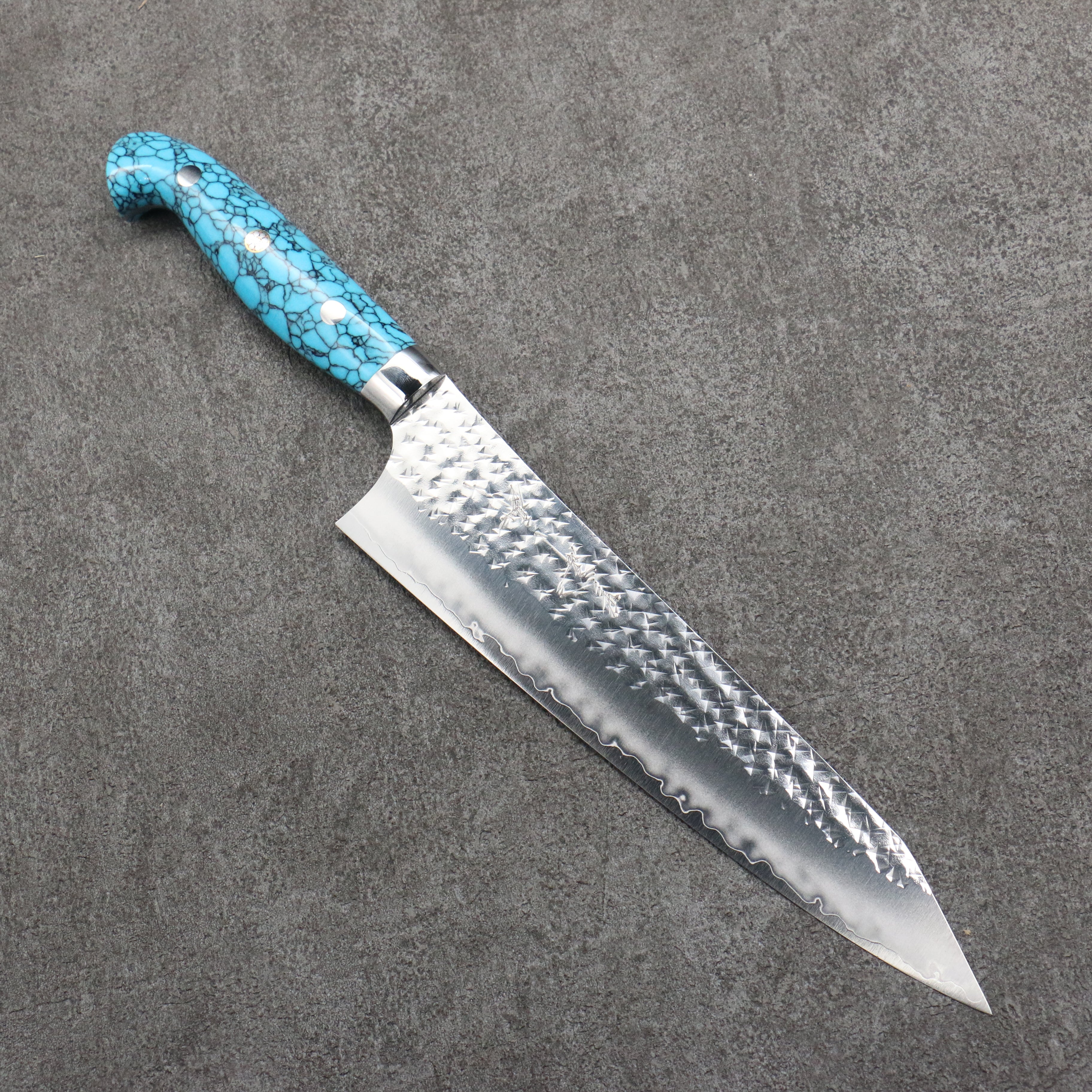 Yu Kurosaki Senko Ei SG2 Hammered Gyuto 210mm Turquoise Handle - Seisuke Knife