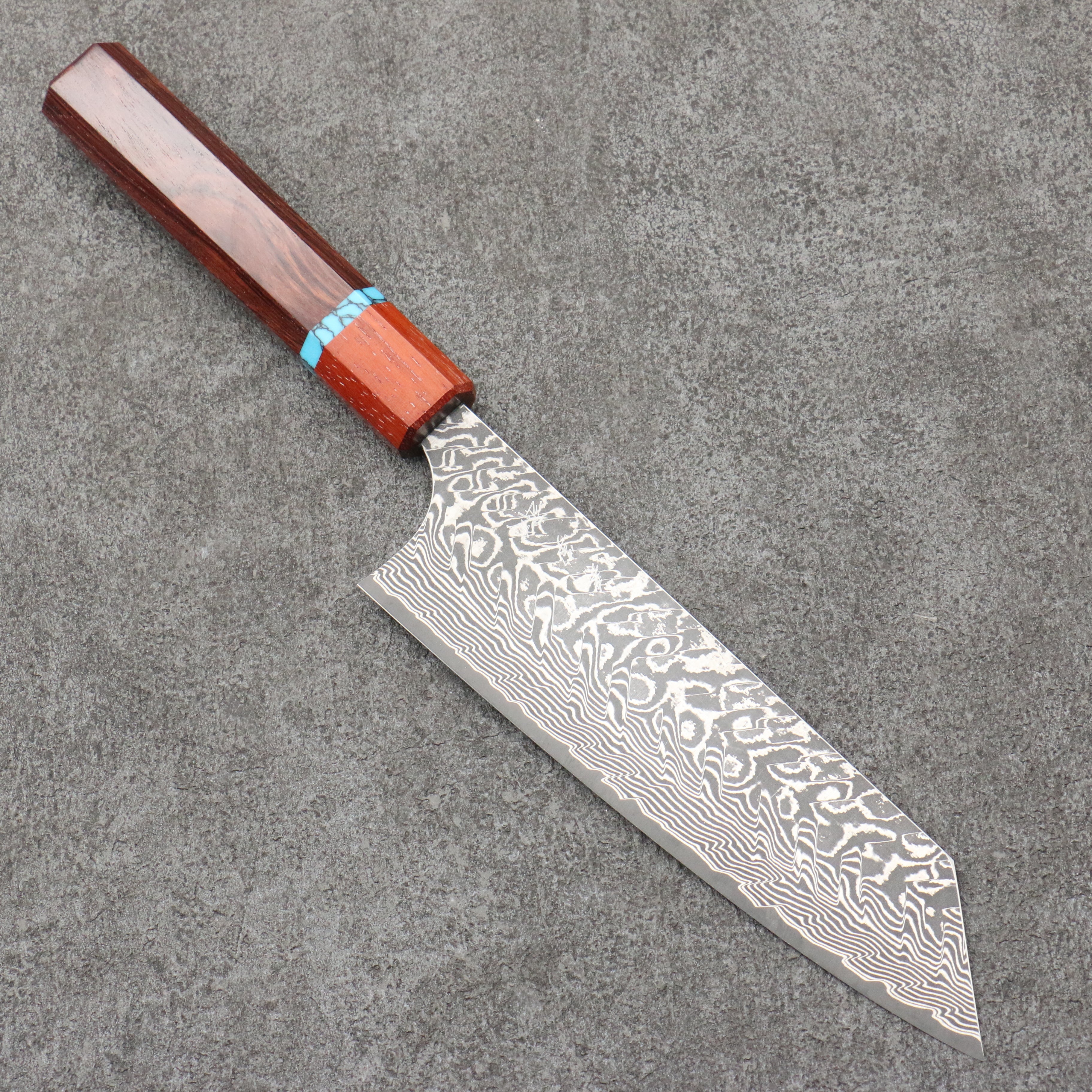 Yoshimi Kato SG2 Black Damascus Bunka 170mm Rosewood (Turquoise Ring) Handle - Seisuke Knife