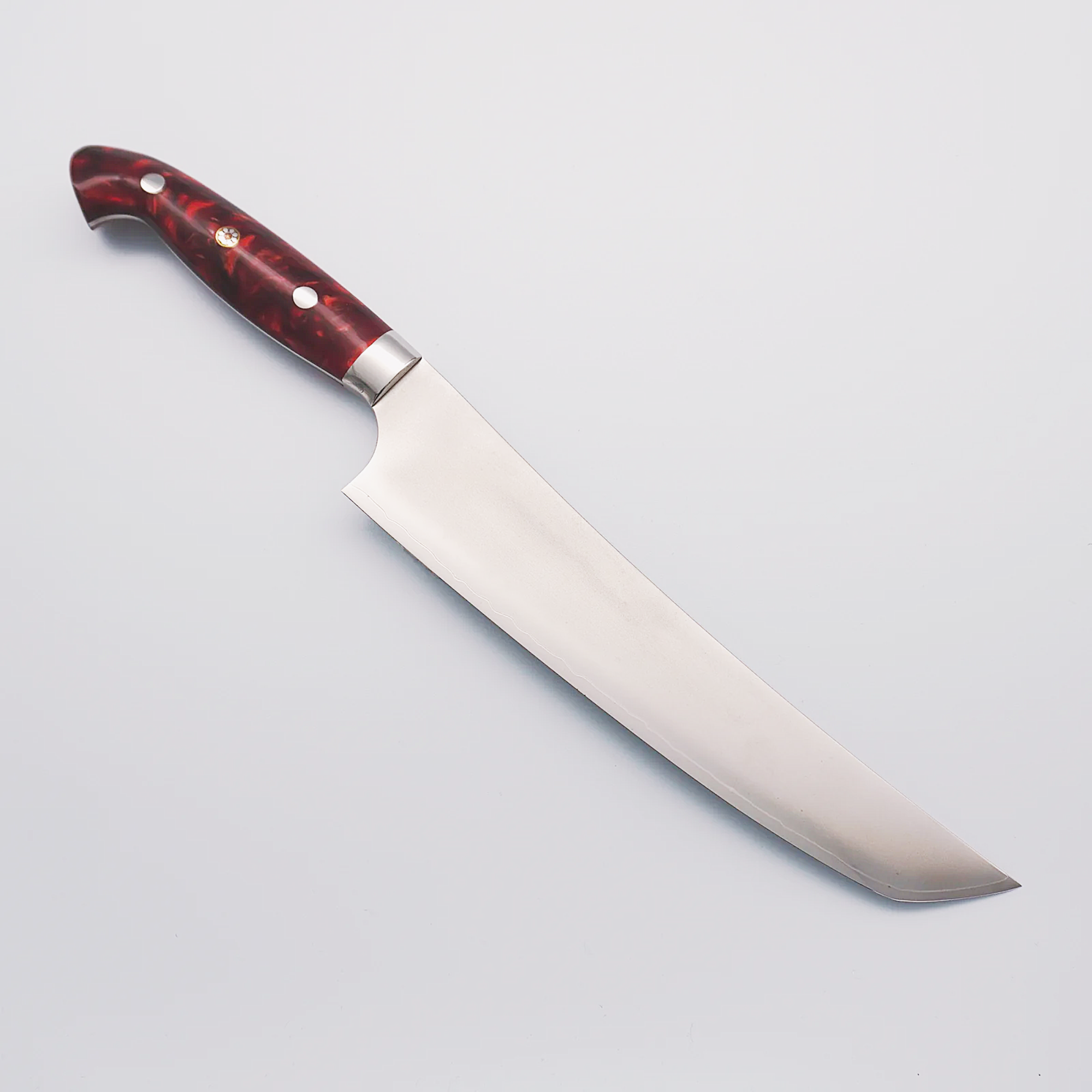 Daishi Mukamura HAP40 Blurry Finish Sujihiki 210mm Red Acrylic Handle - Seisuke Knife