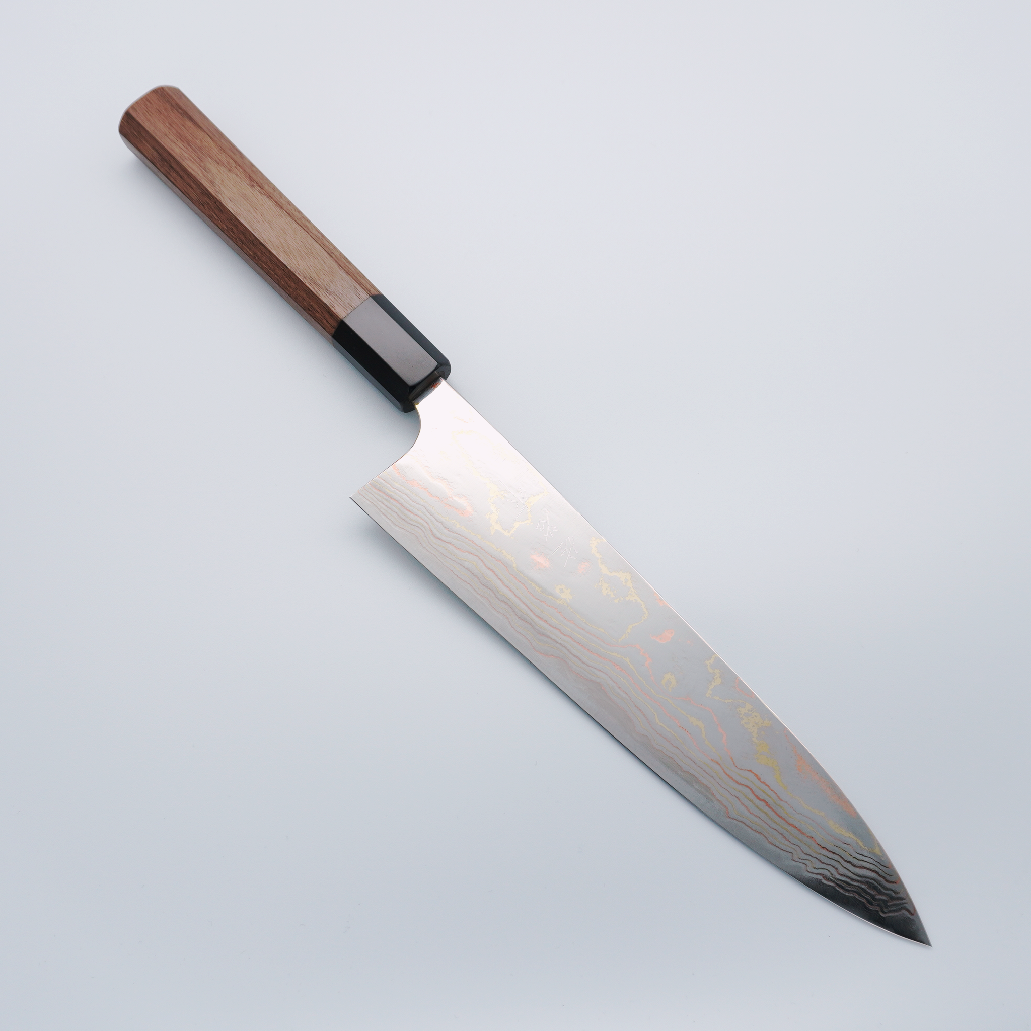 Takeshi Saji Blue Steel No.2 Colored Damascus Gyuto 210mm Shitan Handle - Seisuke Knife