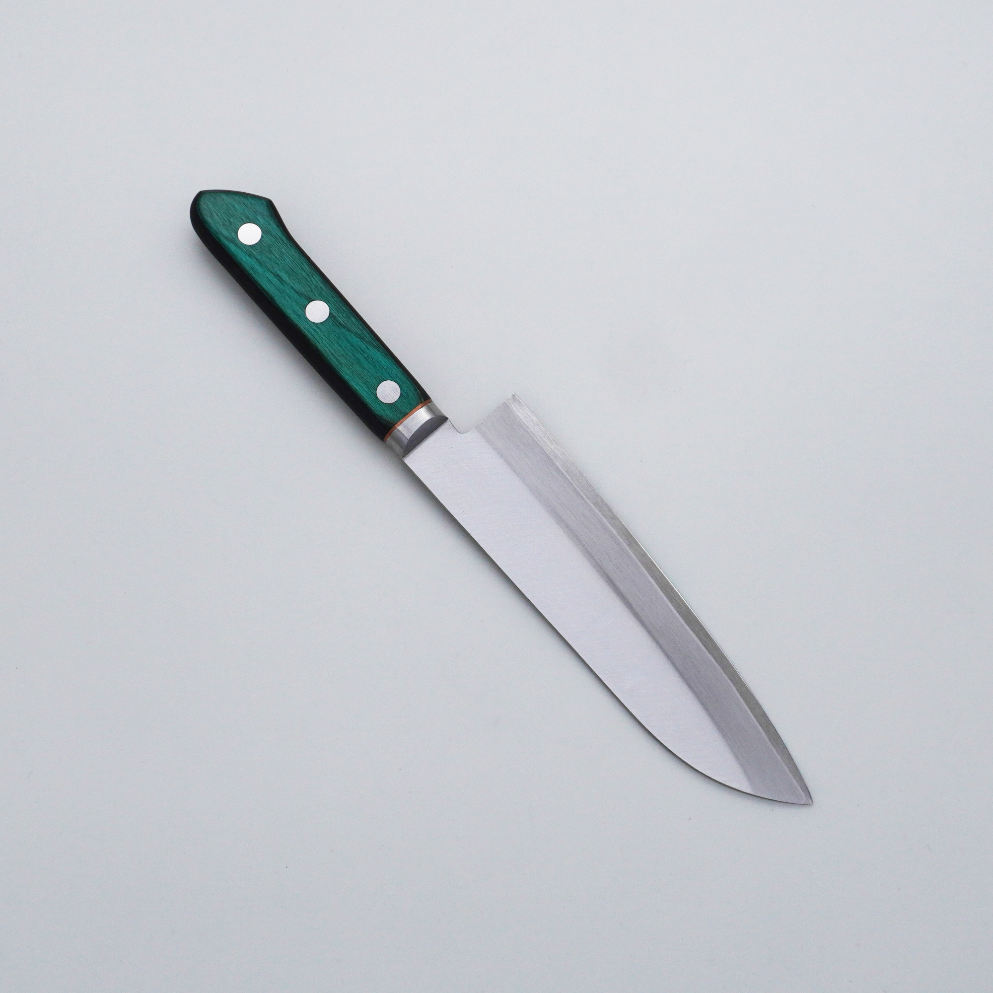 Seisuke TAKUMI Trade-In Sakai Kikumori Blue Steel No.1 Santoku 165mm Green Pakkawood Handle with Magnolia Saya - Seisuke Knife