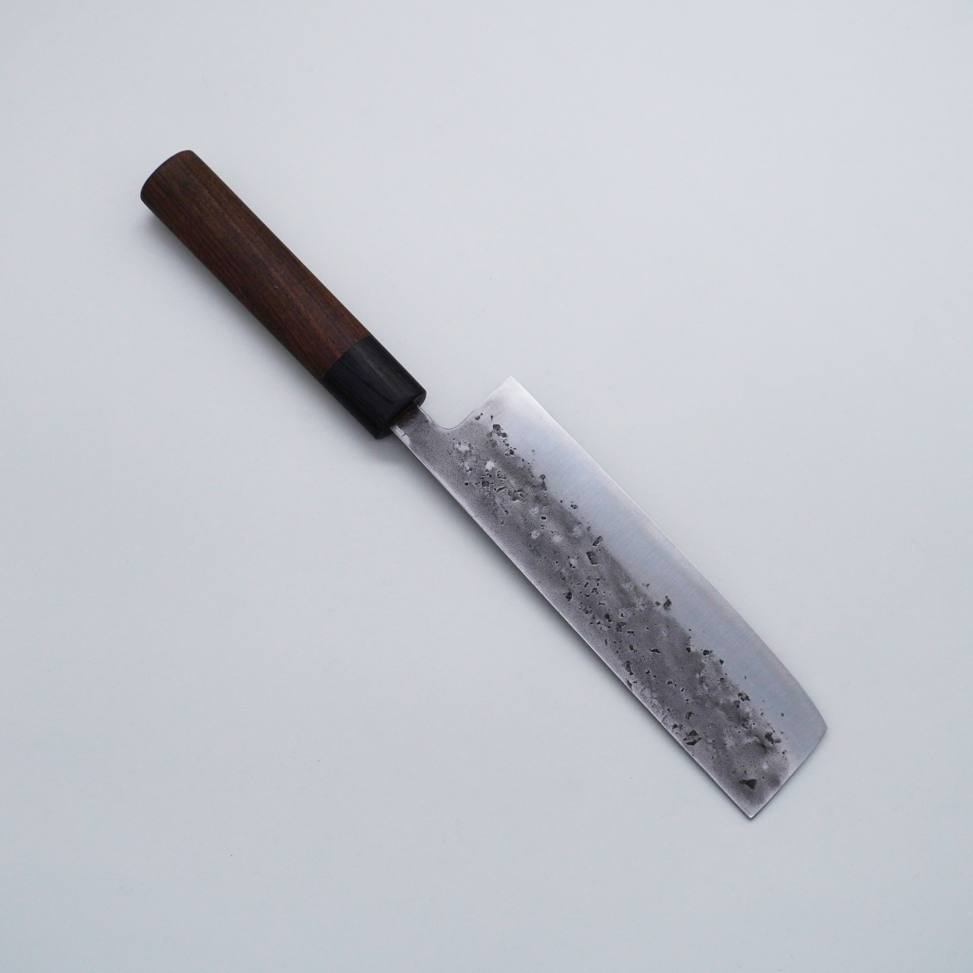 Seisuke TAKUMI Trade-In Oishi Blue Steel No.2 Nakiri 165mm Shitan (Rosewood) Handle with Black Pakka Wood Ferrule - Seisuke Knife
