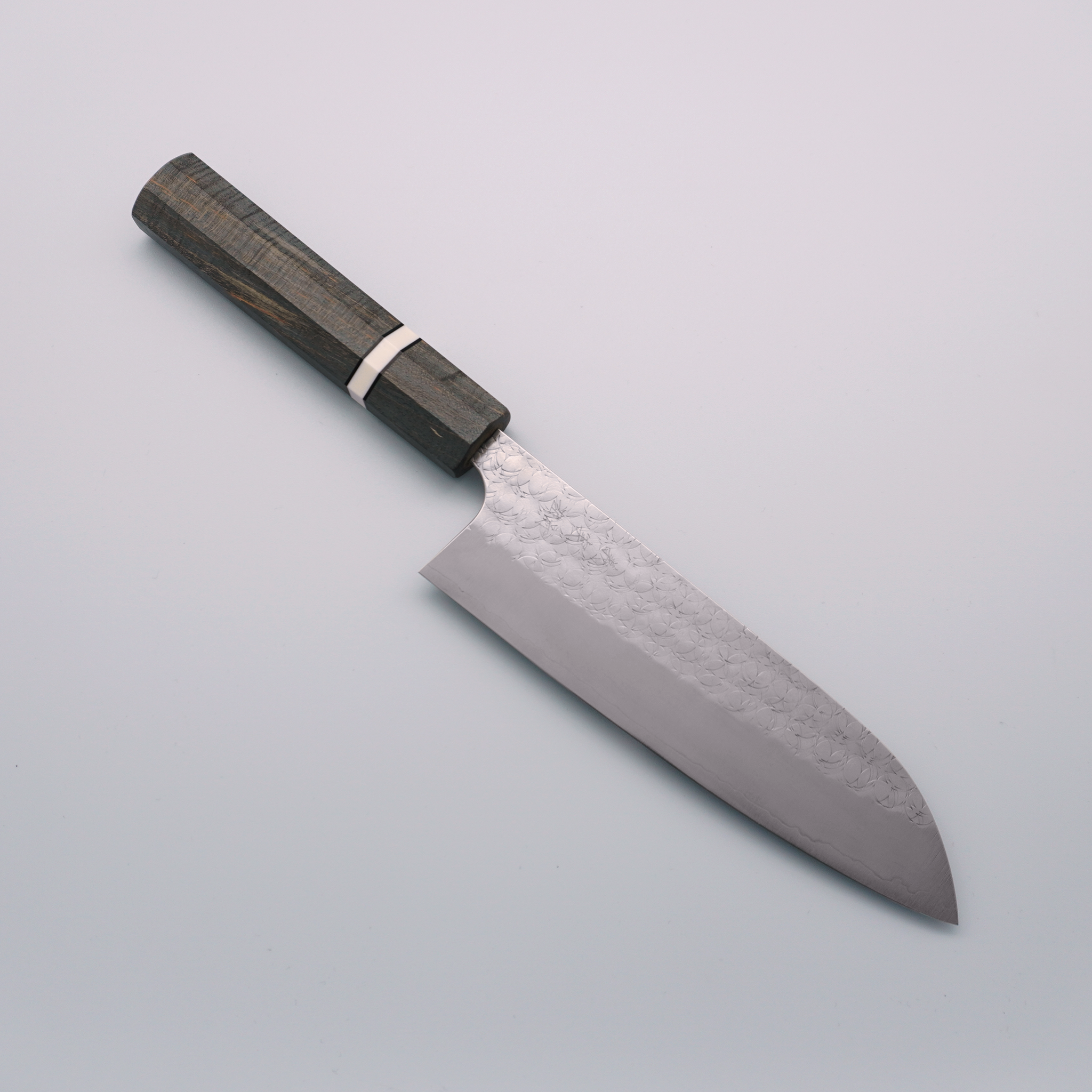 Yoshimi Kato Minamo SG2 Hammered Santoku 170mm Gray Stabilized Wood & Ring Handle - Seisuke Knife