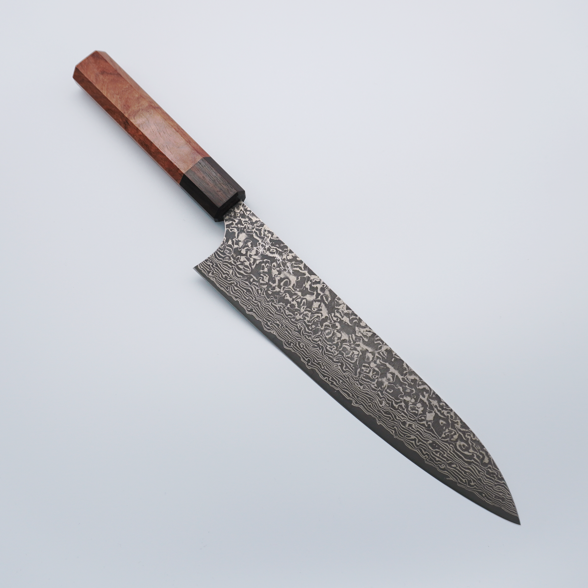 Yoshimi Kato VG10 Black Damascus Gyuto 210mm Rosewood & Ebony Handle - Seisuke Knife