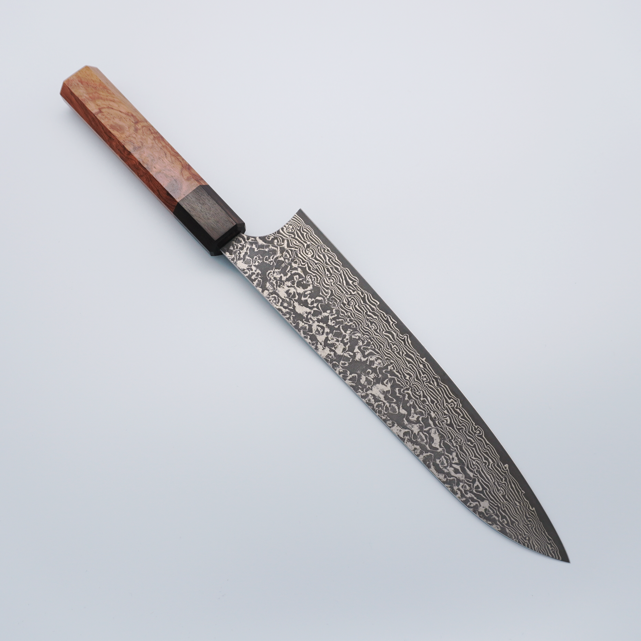 Yoshimi Kato VG10 Black Damascus Gyuto 210mm Rosewood & Ebony Handle - Seisuke Knife