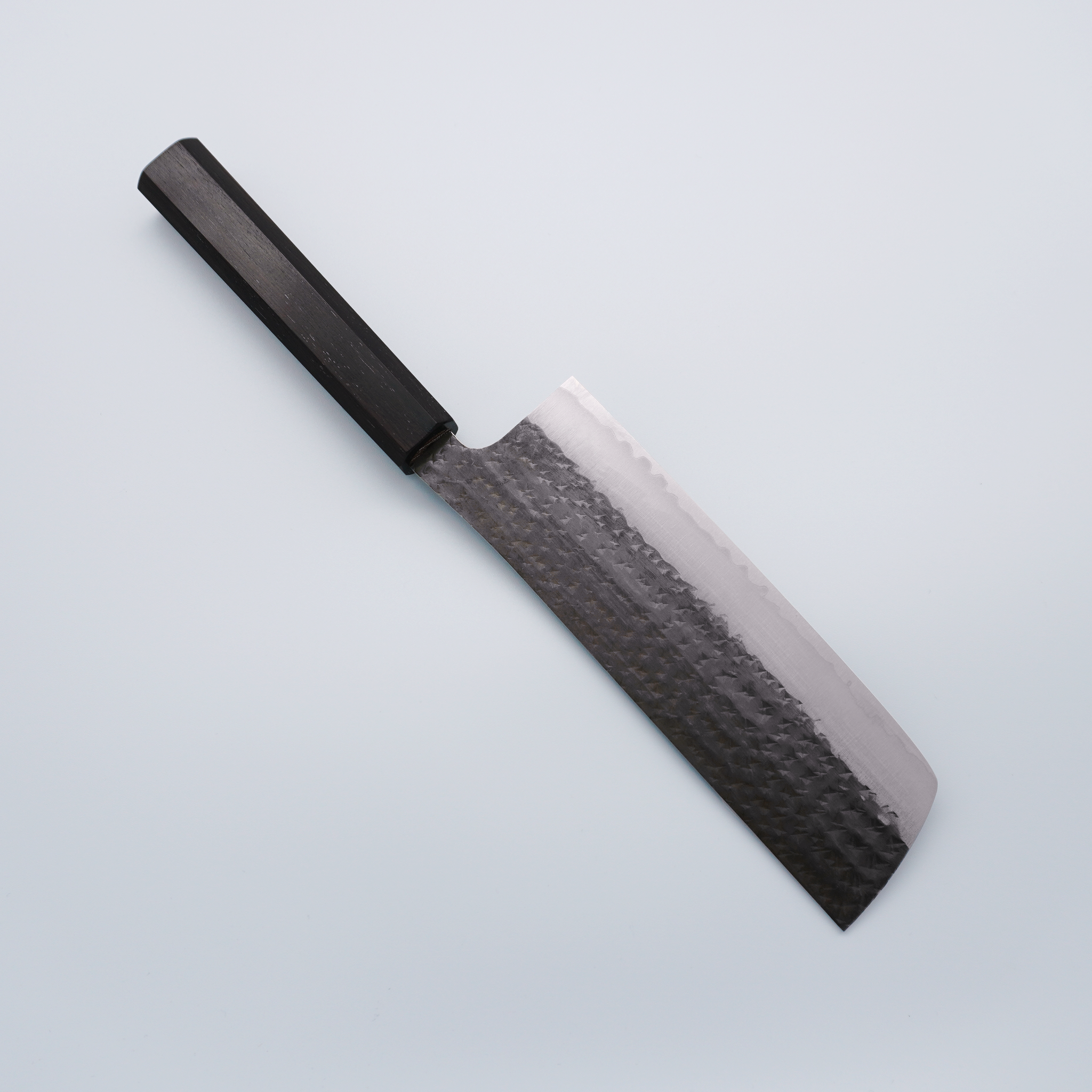 Yu Kurosaki Senko Ei Blue Super Hammered Black Nakiri 165mm Ebony Wood Handle - Seisuke Knife