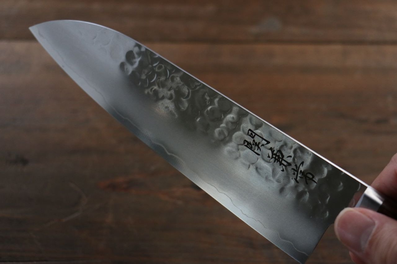 Kanetsune VG1 Hammered Santoku 165mm Mahogany Handle - Seisuke Knife