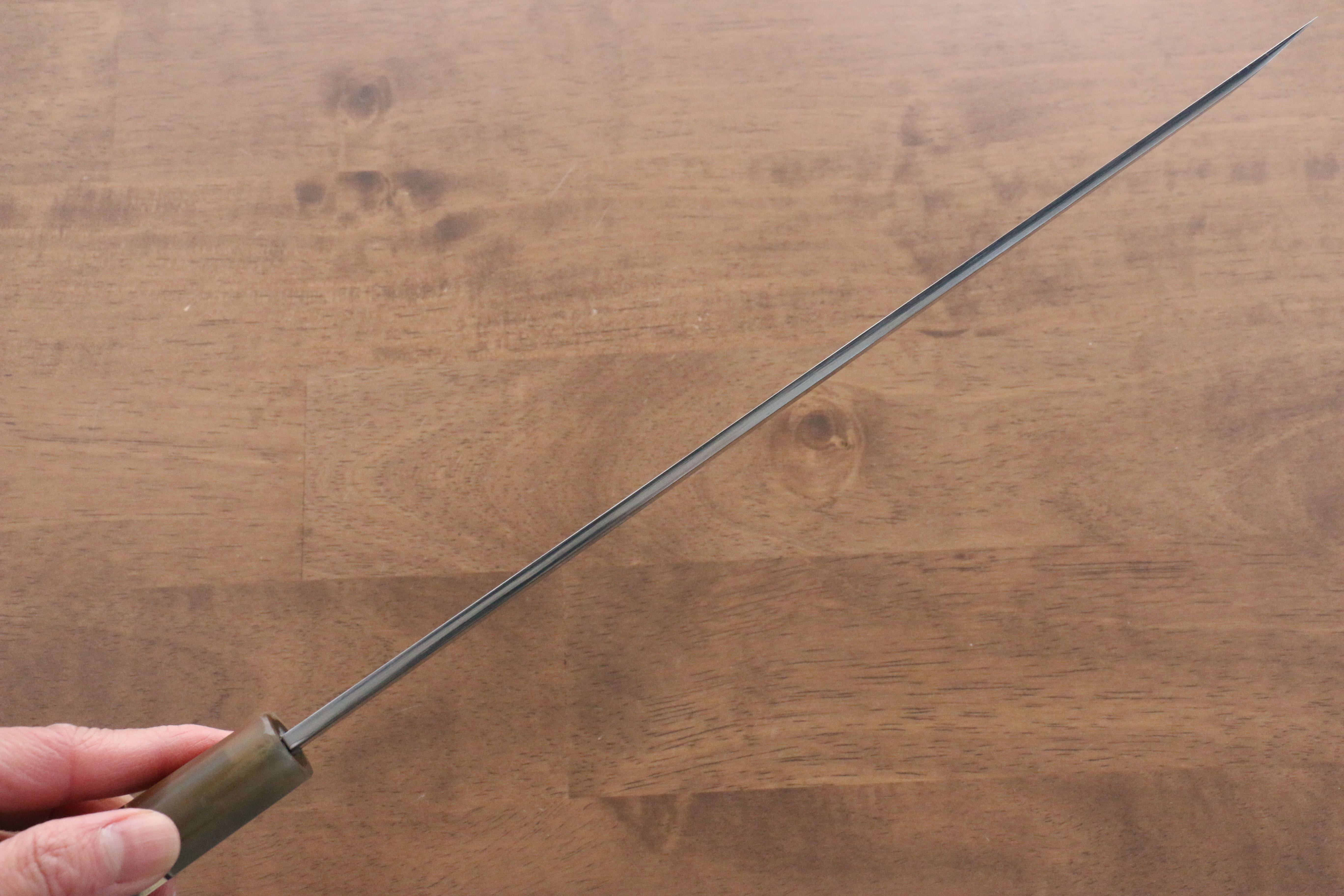 Jikko Shiko White Steel Sakimaru Yanagiba 270mm Ebony with Double Ring Handle - Seisuke Knife