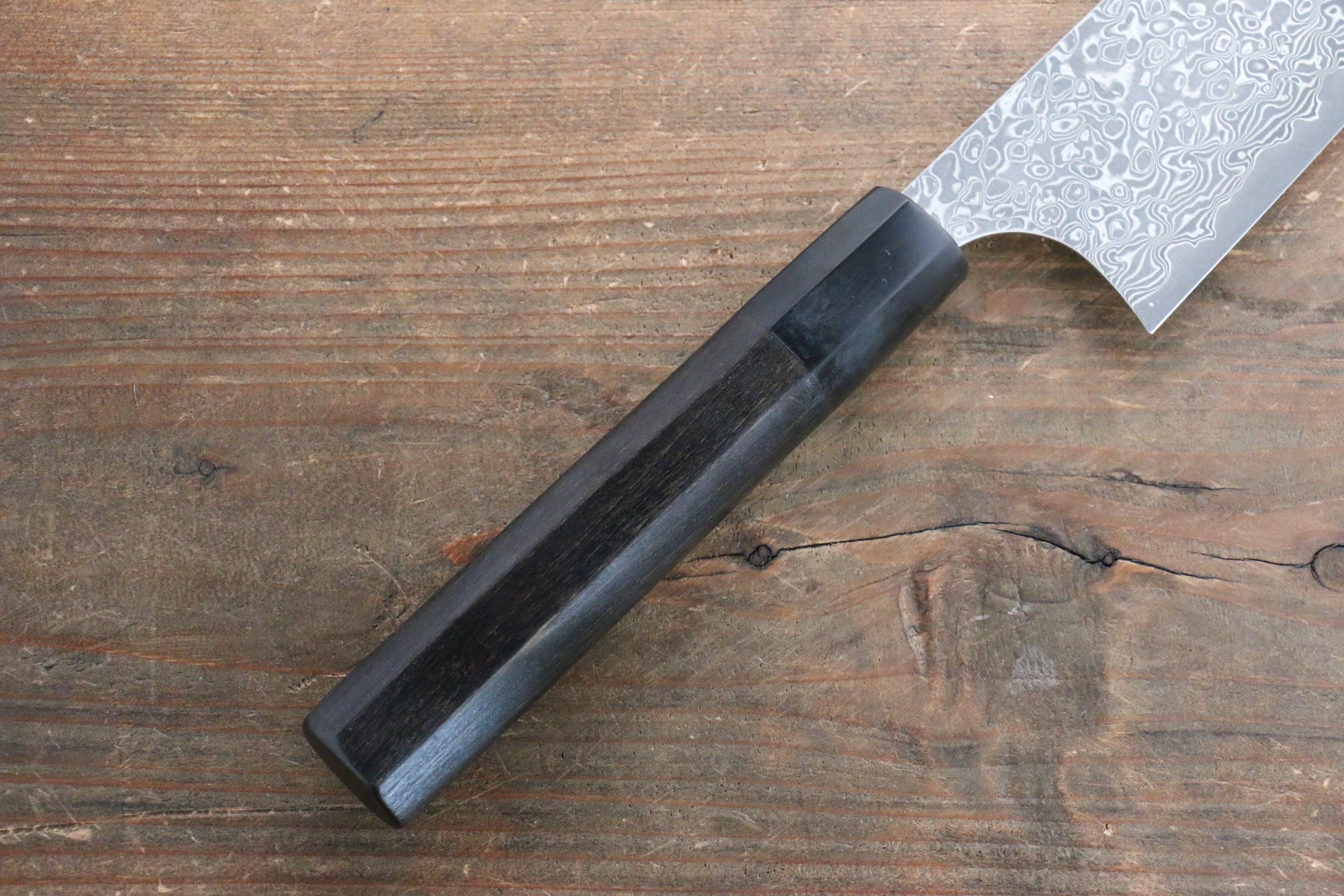 Yoshimi Kato VG10 Damascus Gyuto 210mm with Black Lacquered Handle with Saya - Seisuke Knife