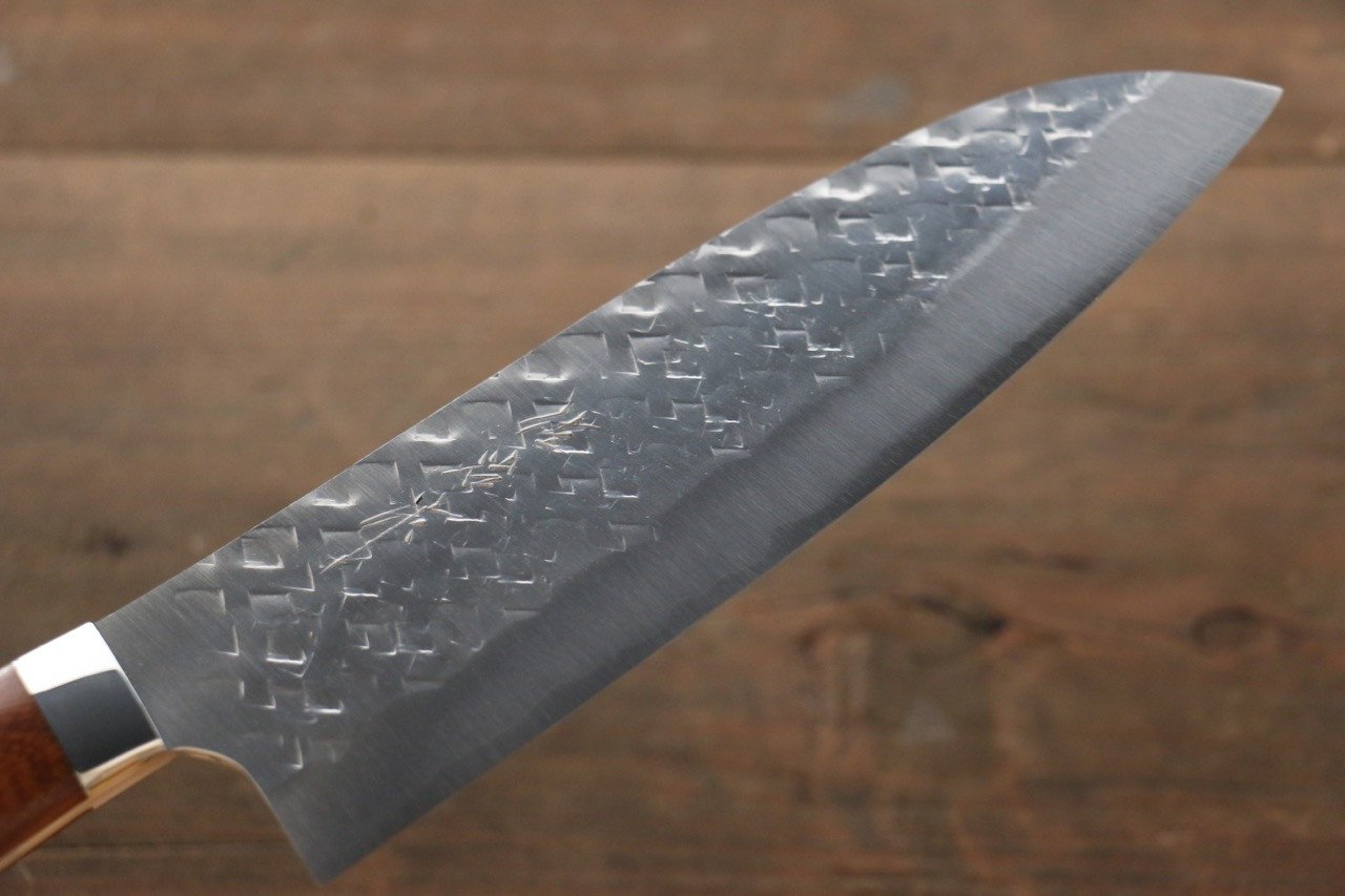 Takeshi Saji SRS13 Hammered Santoku 180mm Ironwood Handle - Seisuke Knife