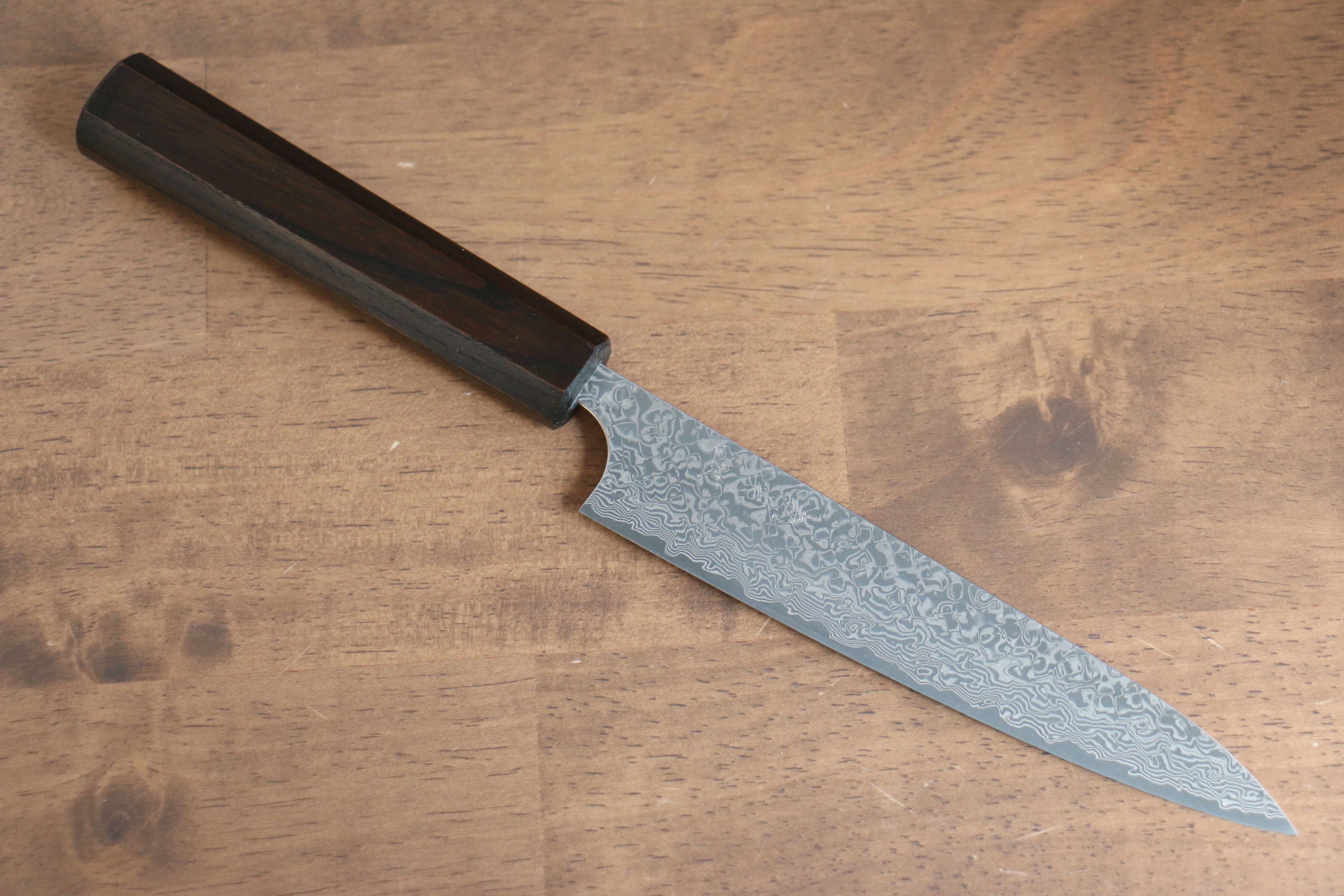 Yoshimi Kato VG10 Damascus Petty-Utility 150mm Enju Lacquered(Black��� Handle with Sheath - Seisuke Knife