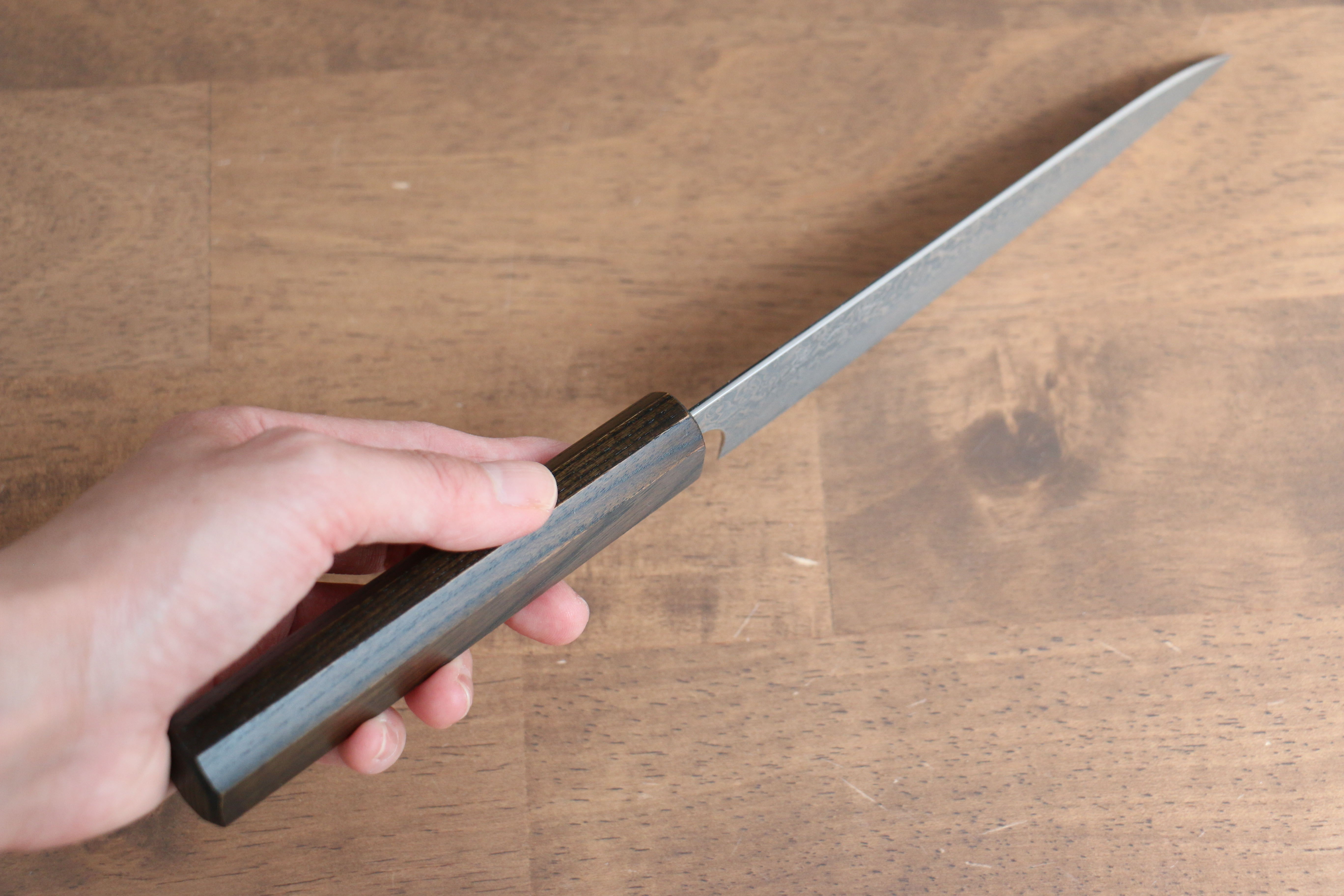 Yoshimi Kato VG10 Damascus Petty-Utility 150mm Enju Lacquered(Black��� Handle with Sheath - Seisuke Knife