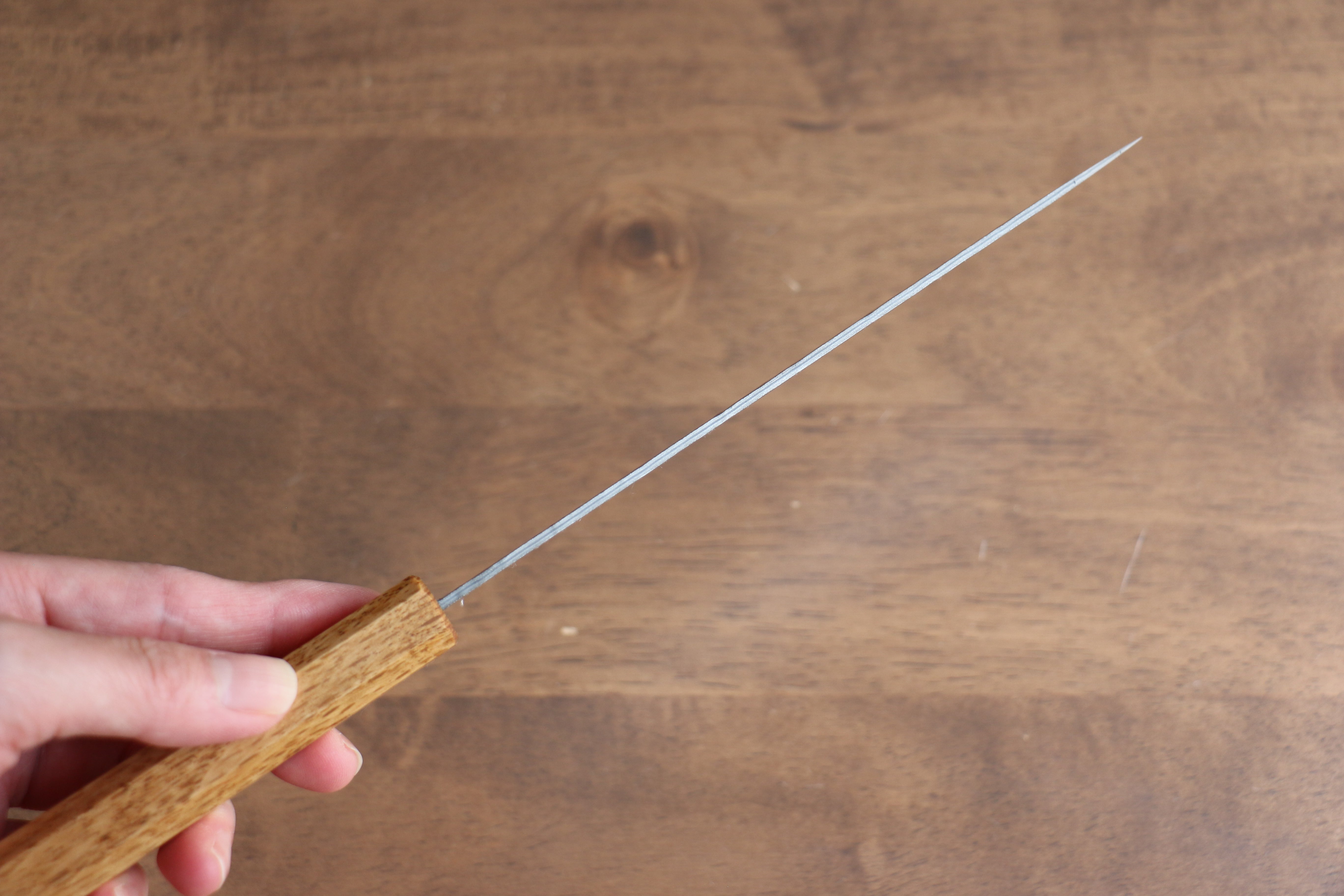 Seisuke Tsukikage AUS10 Migaki Hammered Damascus Petty-Utility 150mm Oak Handle - Seisuke Knife