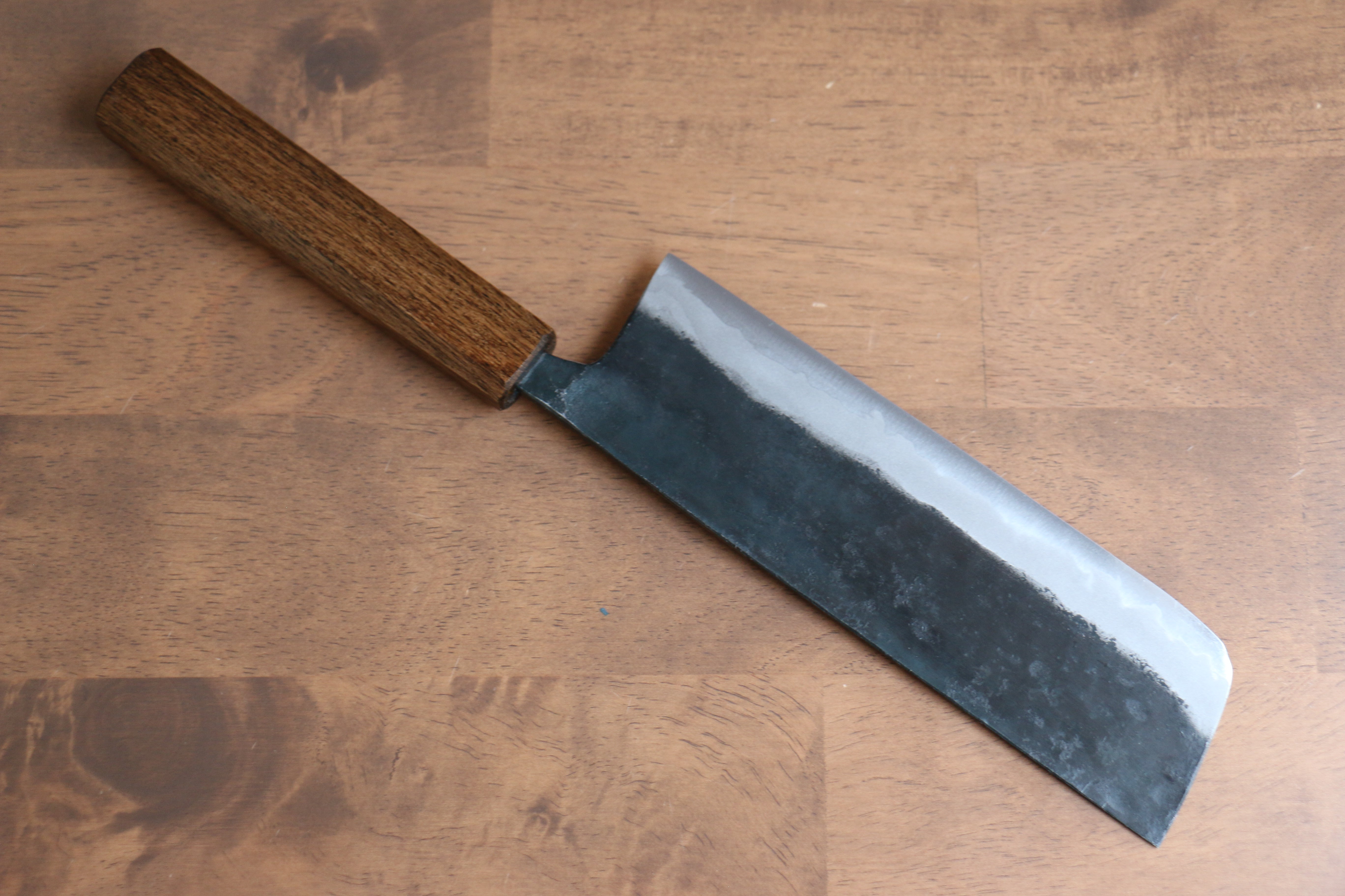 Kyohei Shindo Blue Steel Black Finished Nakiri 165mm with Lacquered Oak Handle - Seisuke Knife