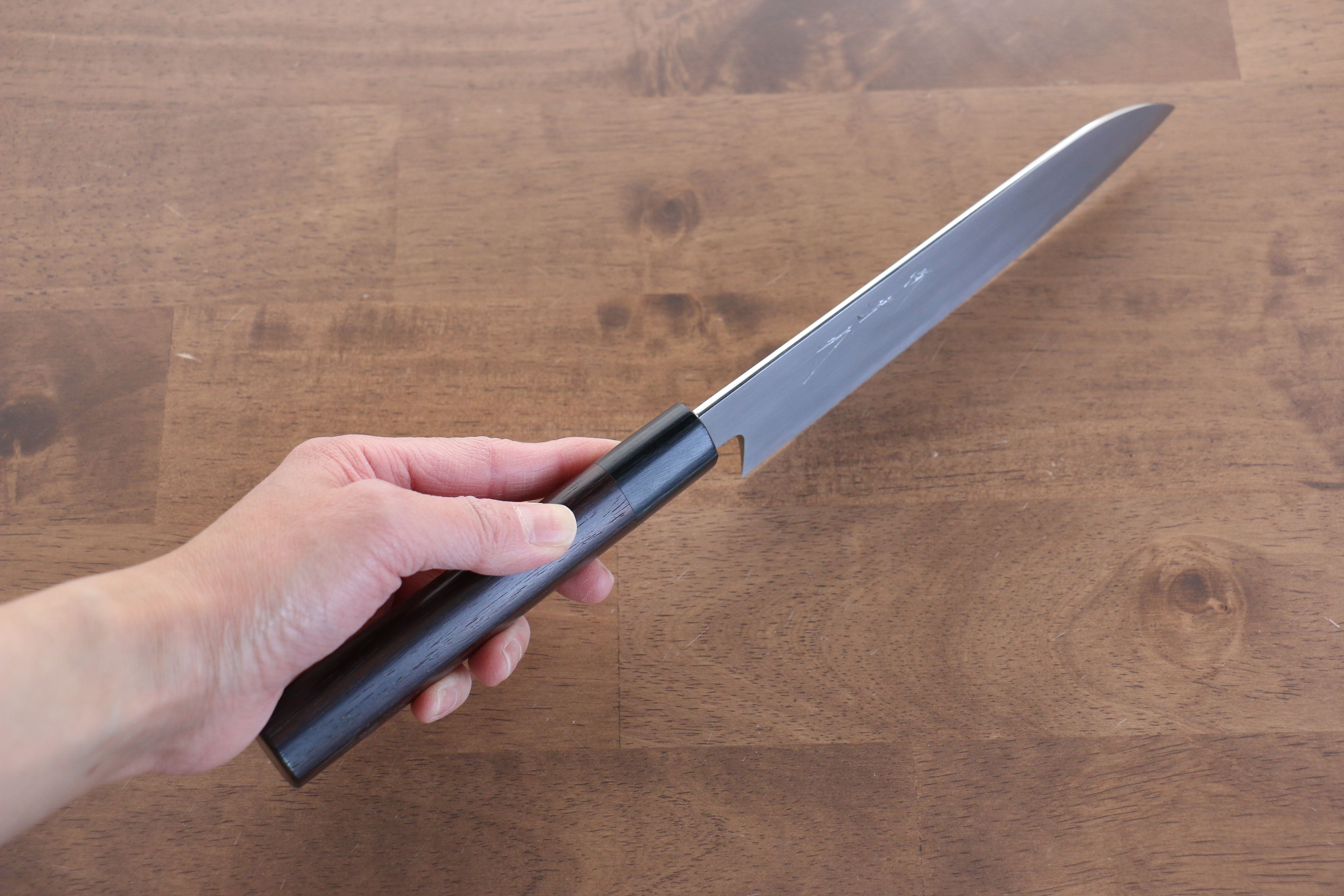 Jikko White Steel No.2 Santoku 180mm Shitan Handle - Seisuke Knife