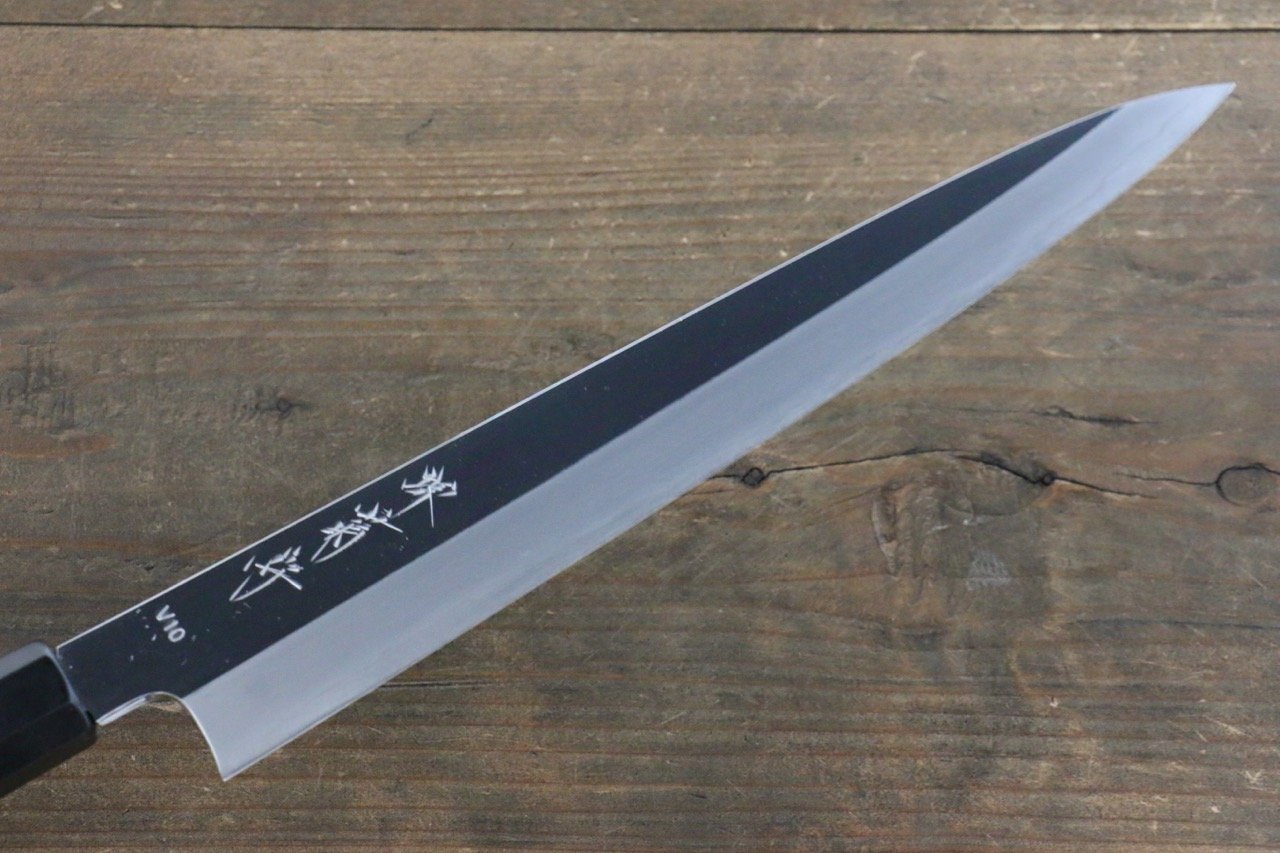Kikumori VG10 Mirrored Finish Sujihiki Japanese Chef Knife 240mm with Ebony Handle - Seisuke Knife
