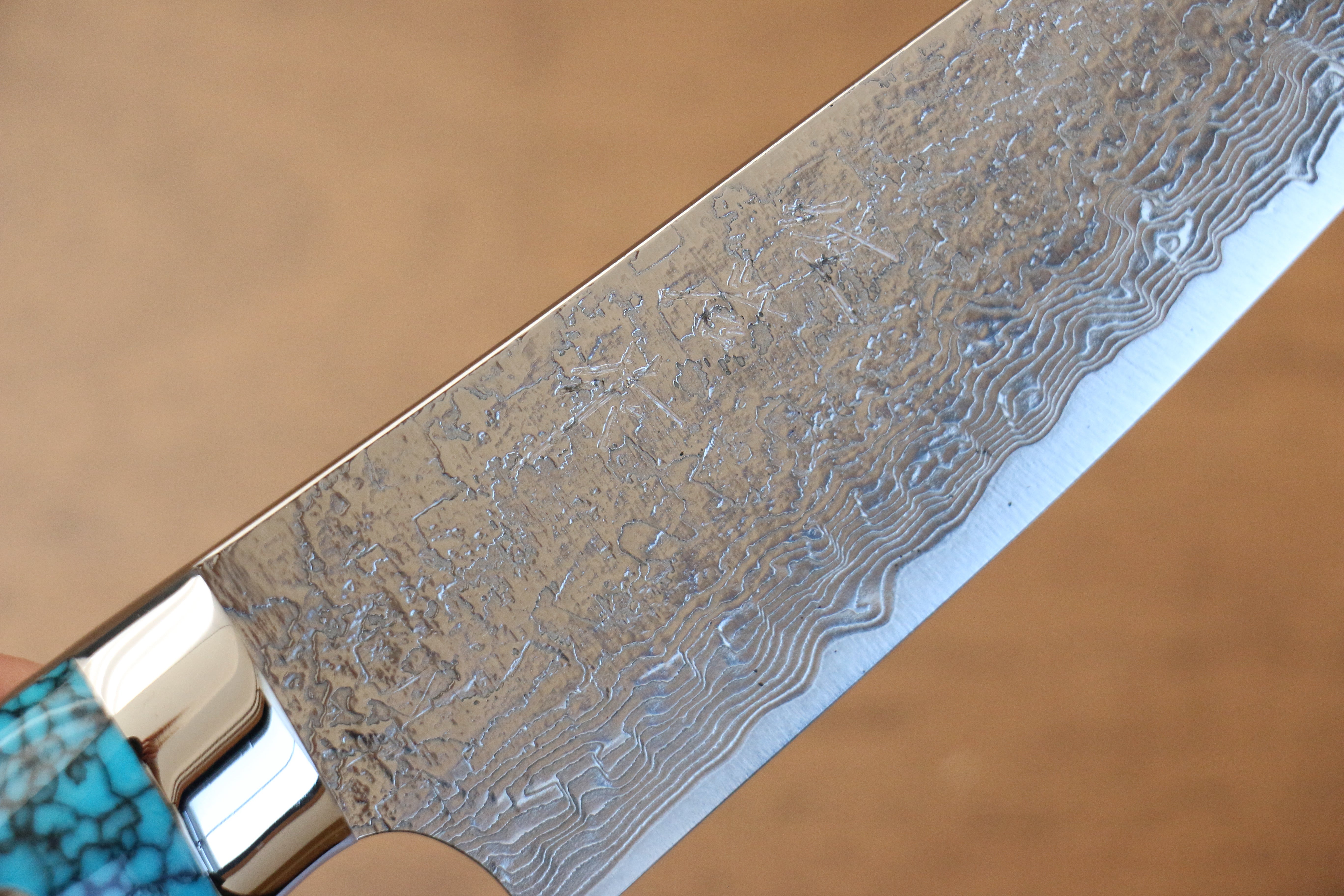 Takeshi Saji SG2 Diamond Finish Petty-Utility 150mm Blue Turquoise Handle - Seisuke Knife