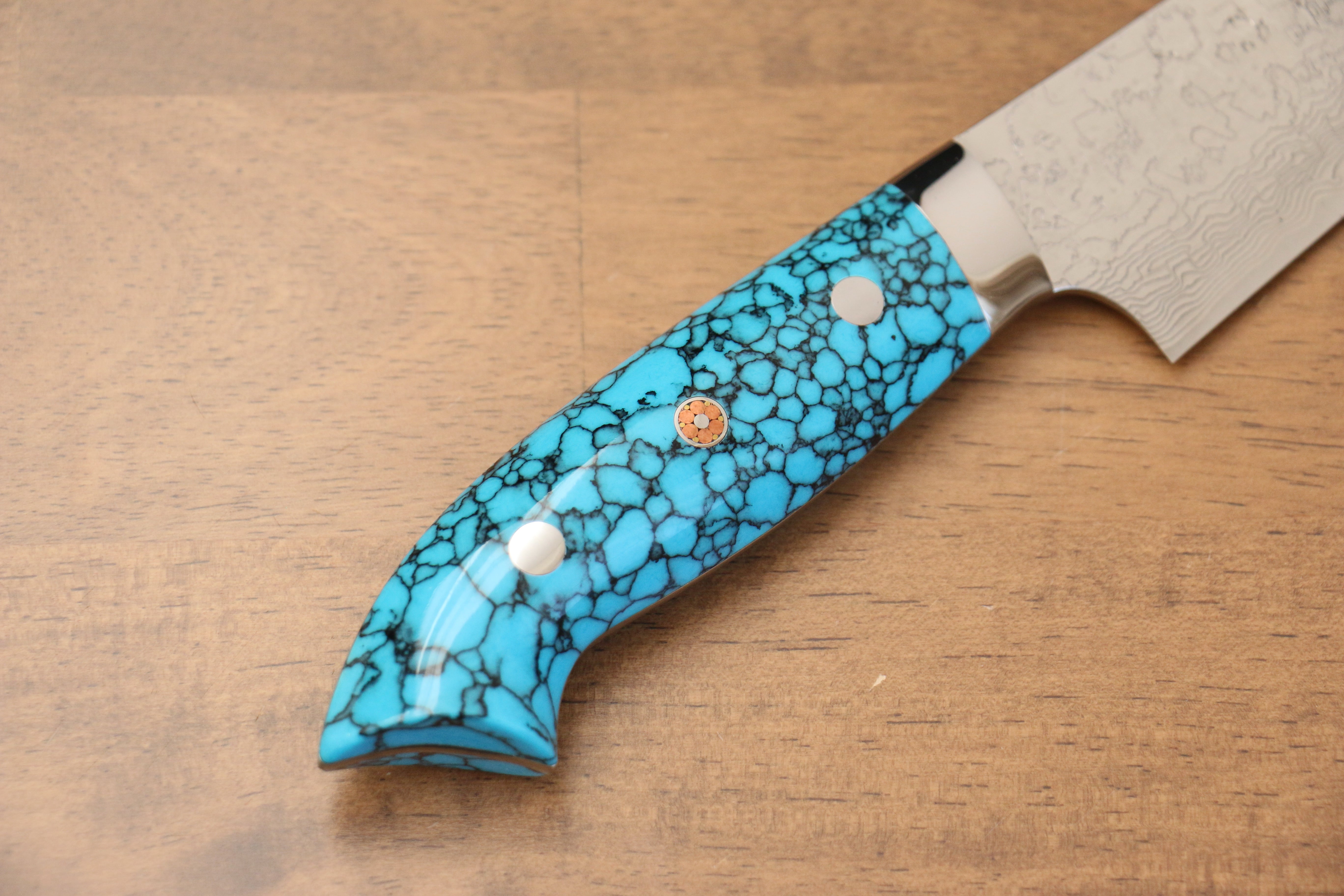 Takeshi Saji SG2 Diamond Finish Petty-Utility 150mm Blue Turquoise Handle - Seisuke Knife