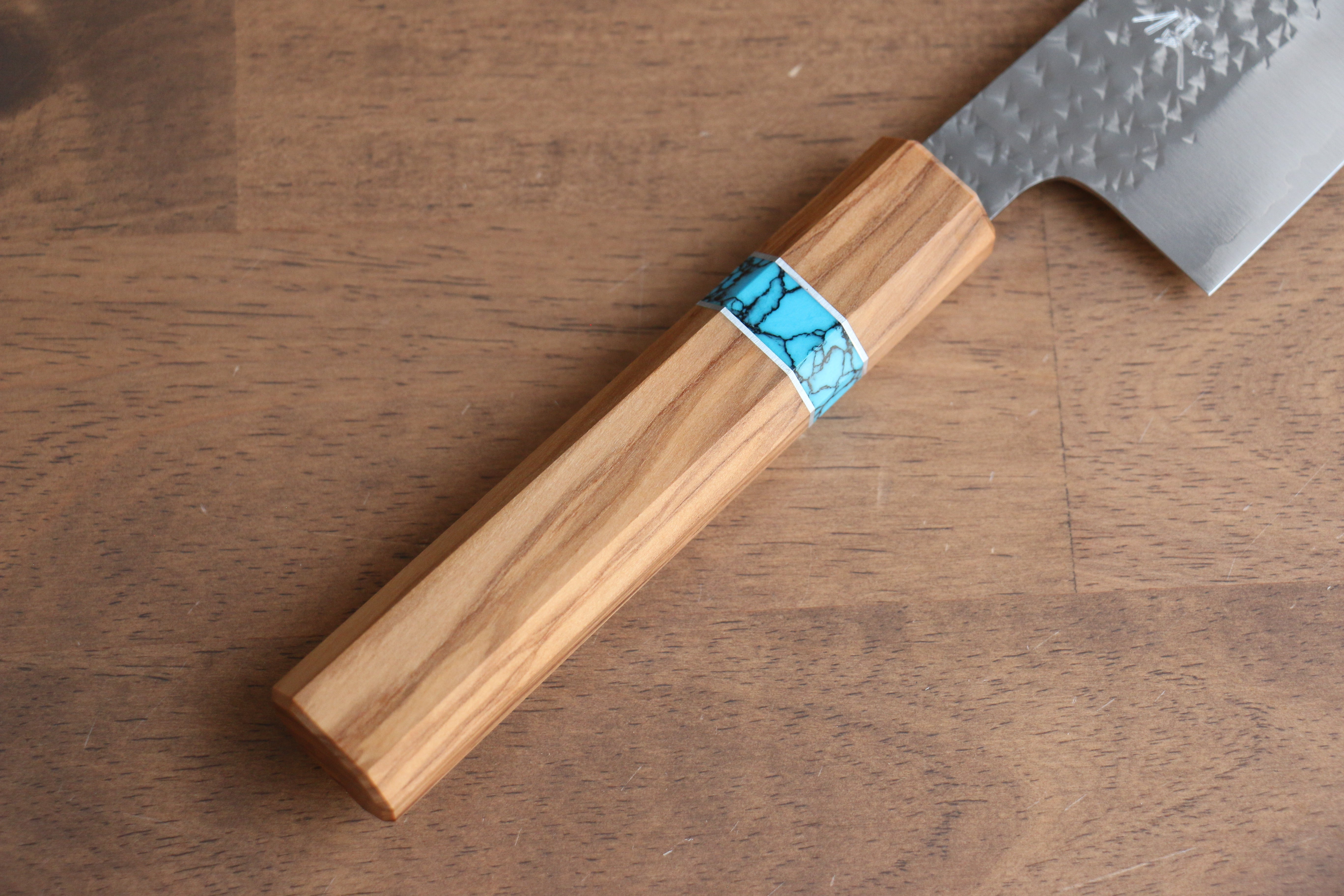 Yu Kurosaki Senko SG2 Hammered Gyuto 210mm Olive tree(ferrule: Turquoise) Handle - Seisuke Knife