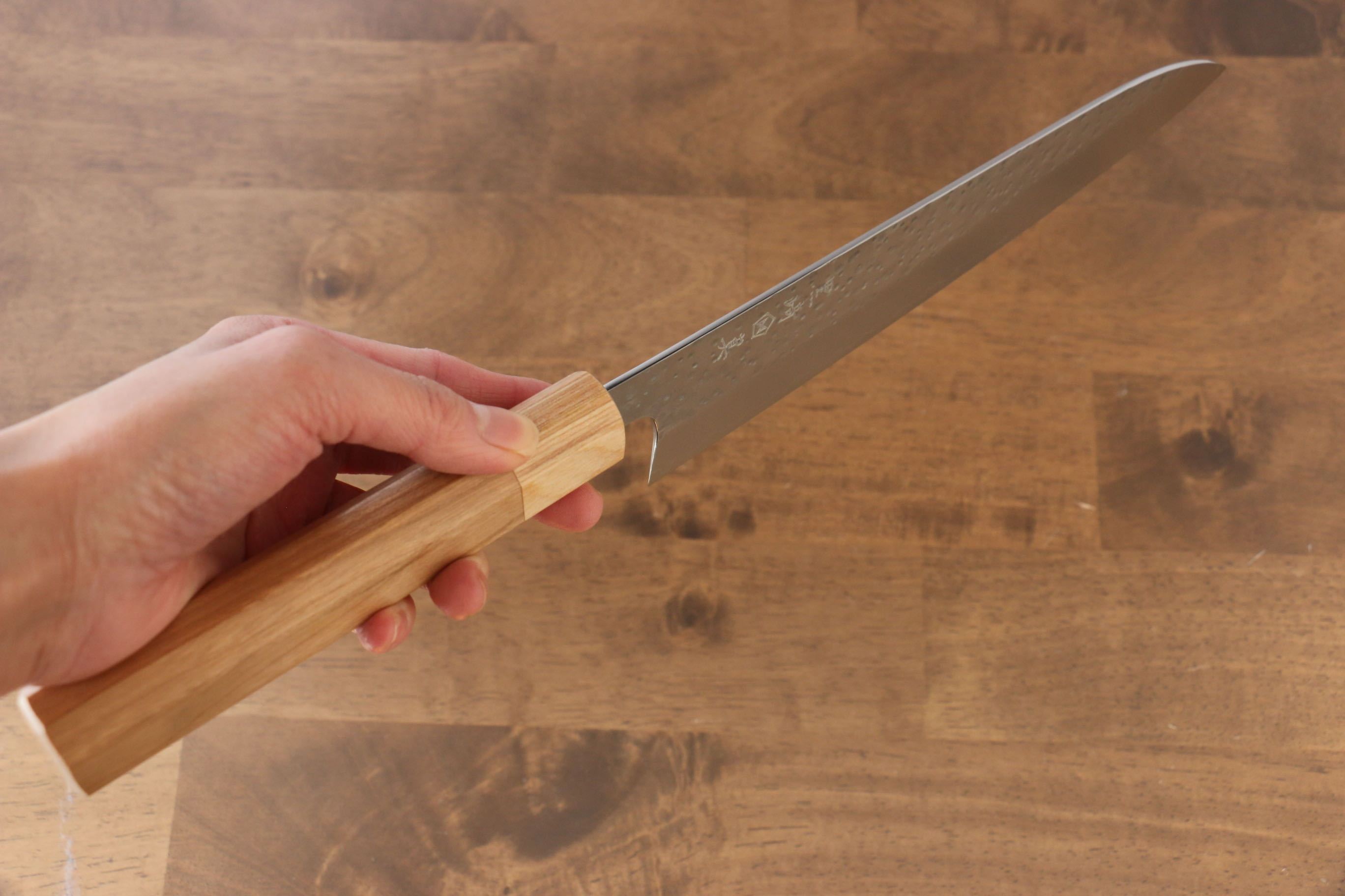 Makoto Kurosaki SG2 Hammered(Maru) Gyuto 210mm Cherry Wood Handle - Seisuke Knife