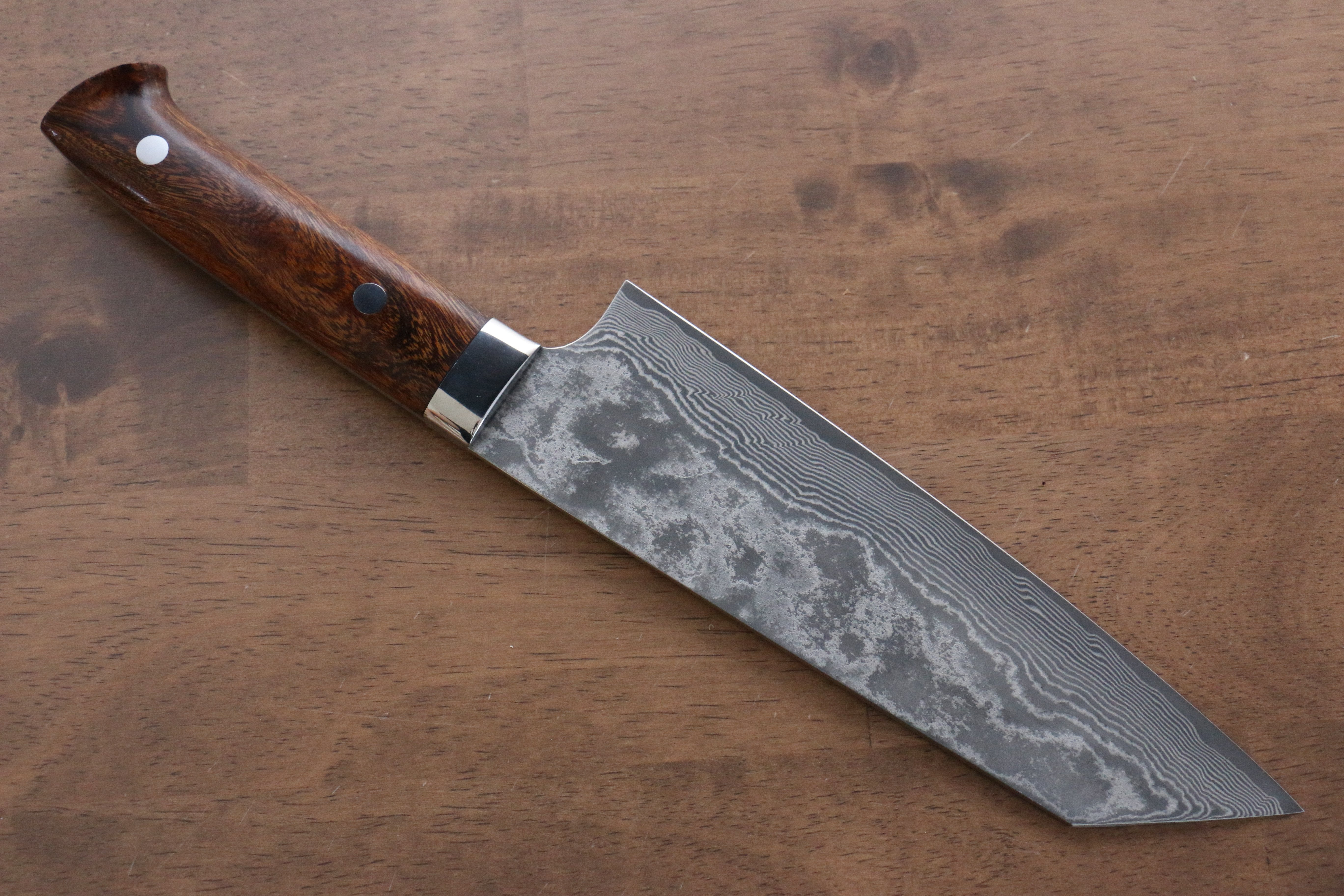Takeshi Saji VG10 Black Damascus Bunka 180mm Ironwood Handle - Seisuke Knife
