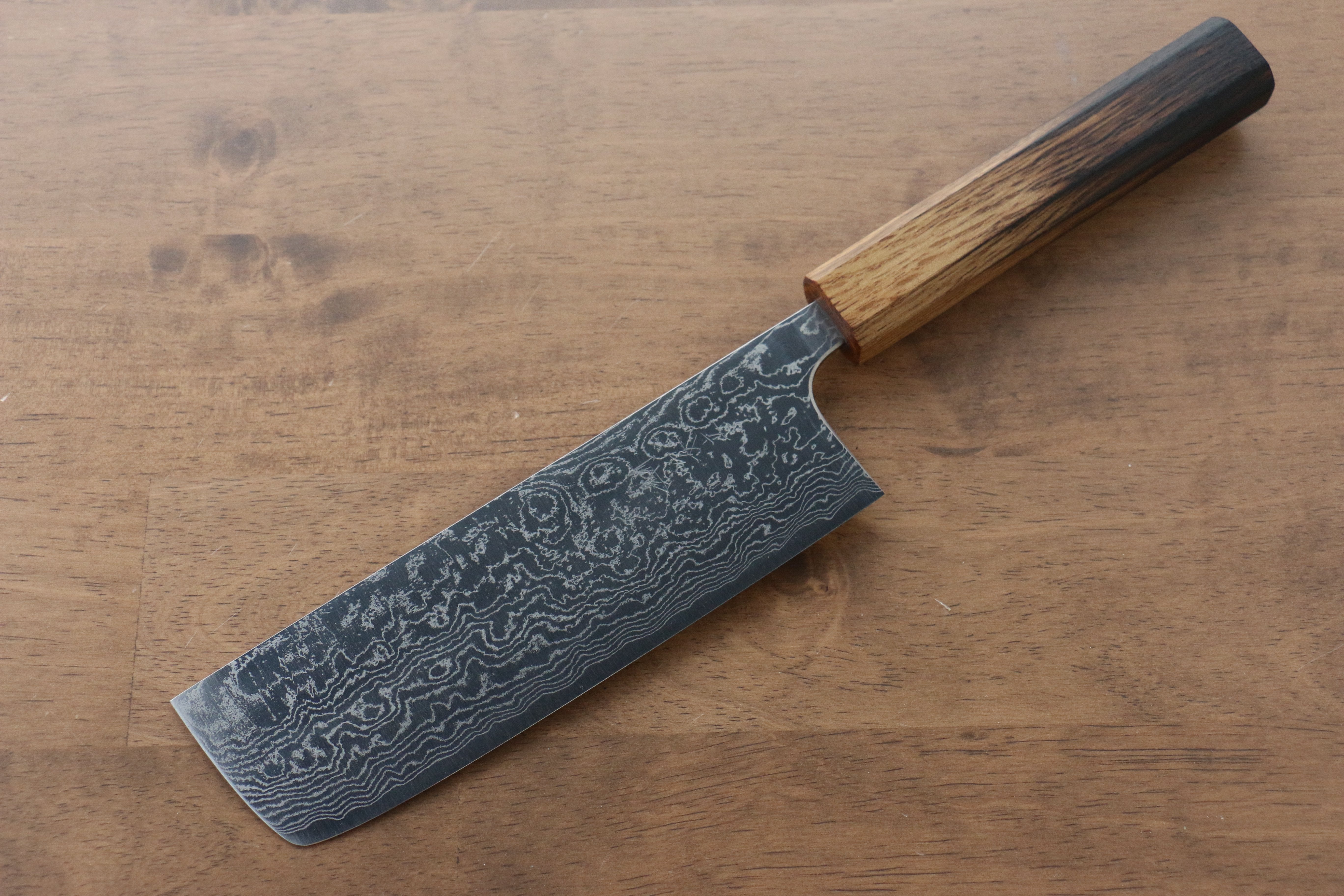 Anryu VG10 Migaki Finished Damascus Nakiri 165mm Burnt Oak Handle - Seisuke Knife