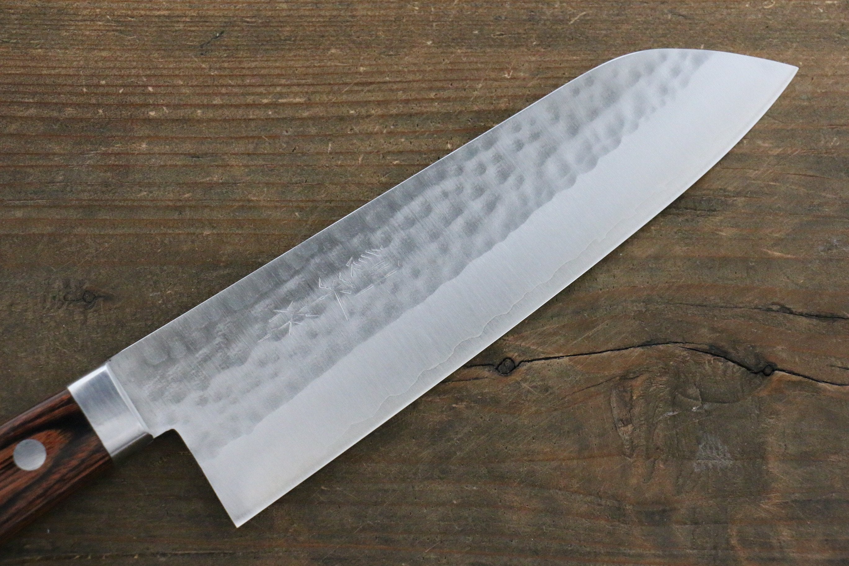 Kunihira VG1 Hammered Santoku 170mm Mahogany Handle - Seisuke Knife