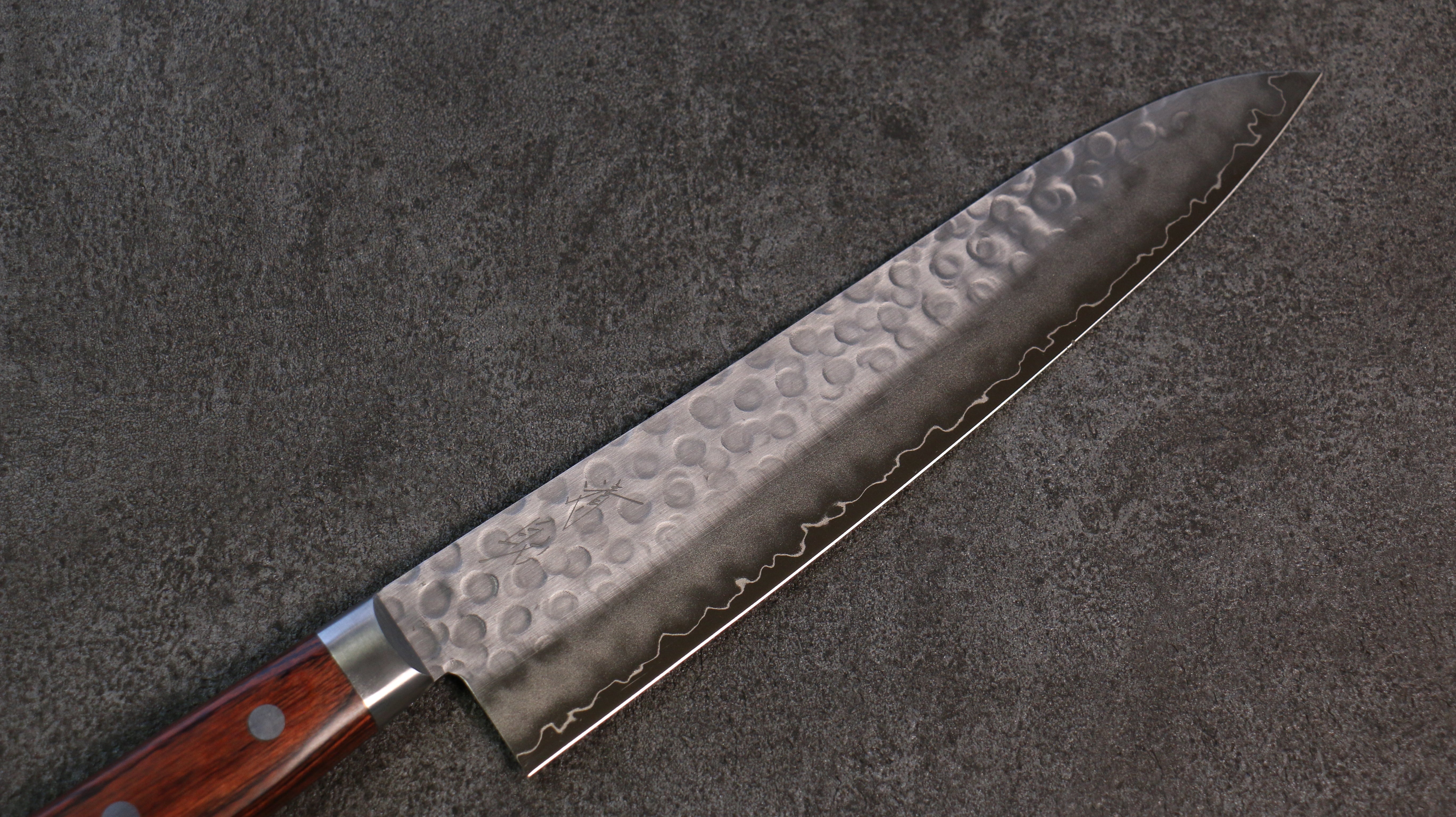 Seisuke Swedish Steel-stn Hammered Gyuto 210mm Mahogany Handle - Seisuke Knife