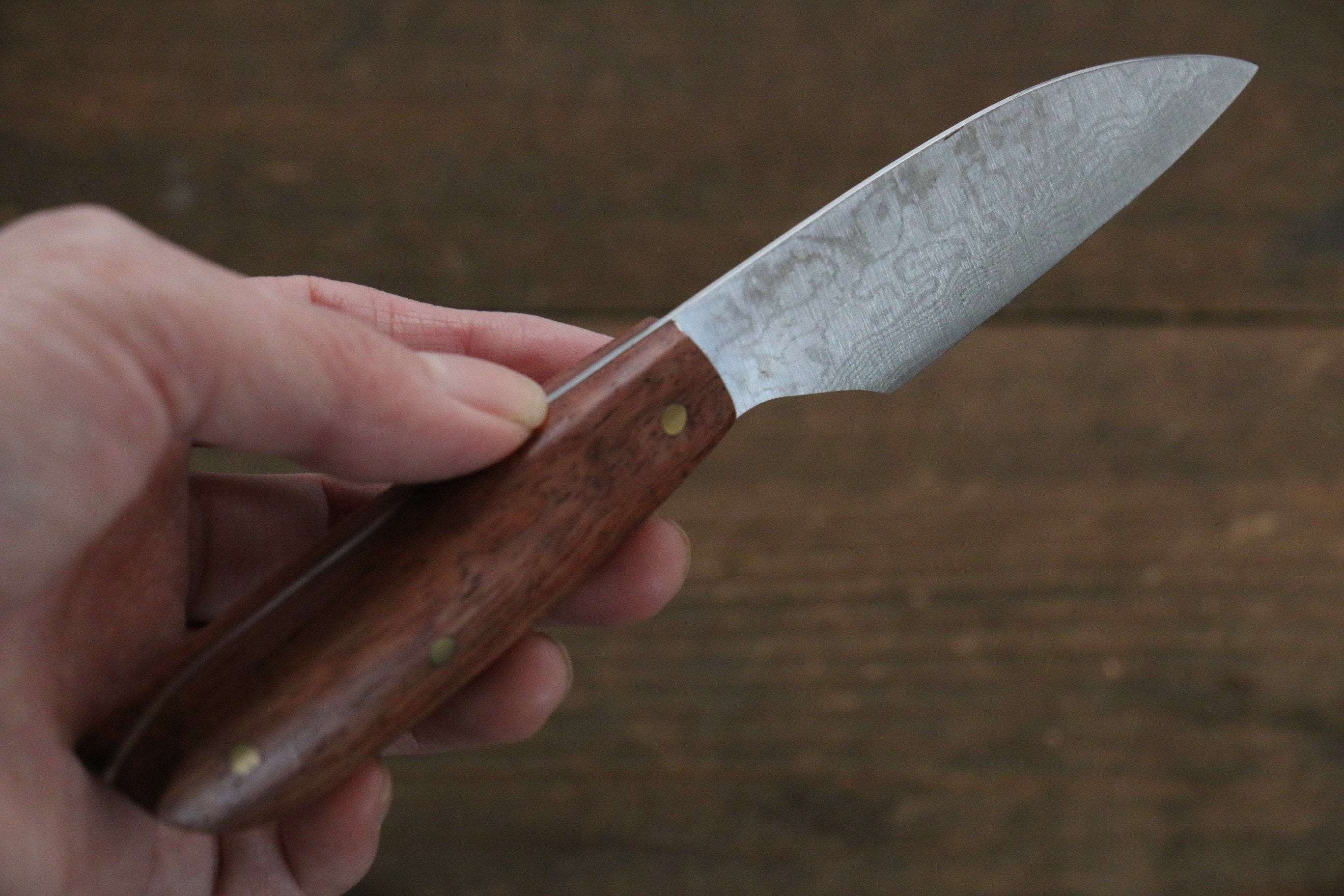 Shungo Ogata VG10 Damascus Mini Knife 60mm Bubinga Handle - Seisuke Knife