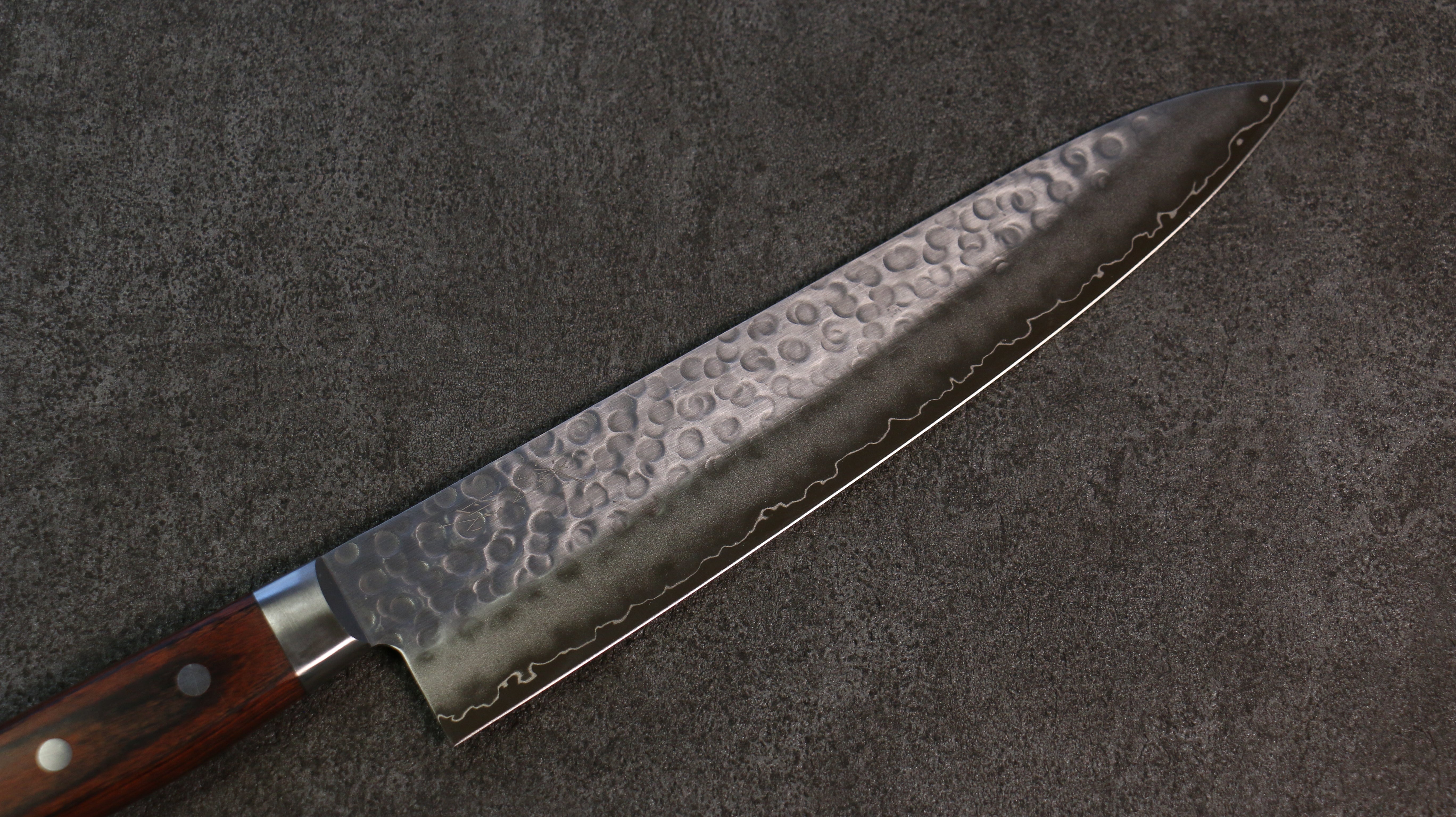 Seisuke Swedish Steel-stn Hammered Gyuto 240mm Mahogany Handle - Seisuke Knife