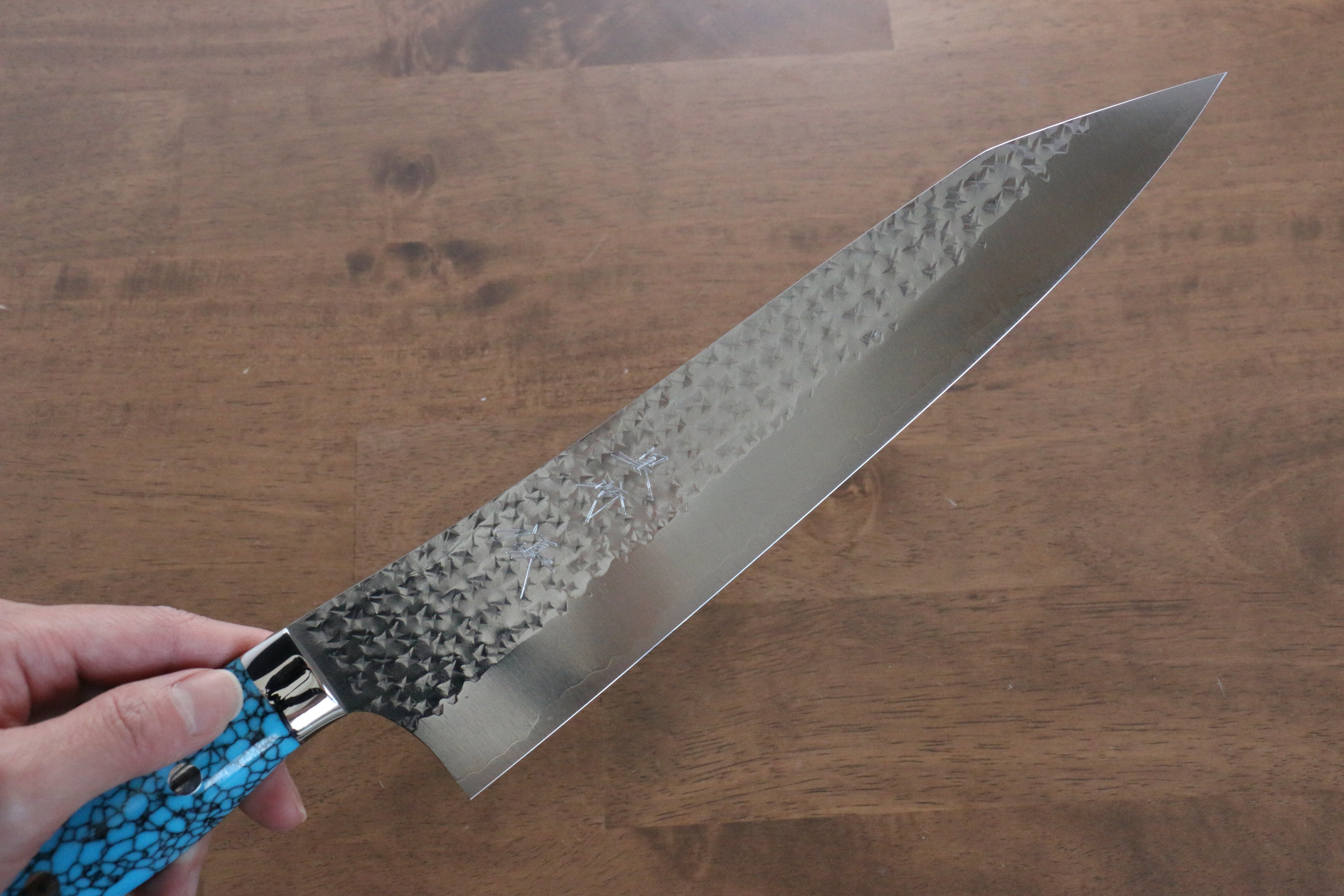 Yu Kurosaki Senko SG2 Hammered Gyuto 240mm Turquoise Handle - Seisuke Knife