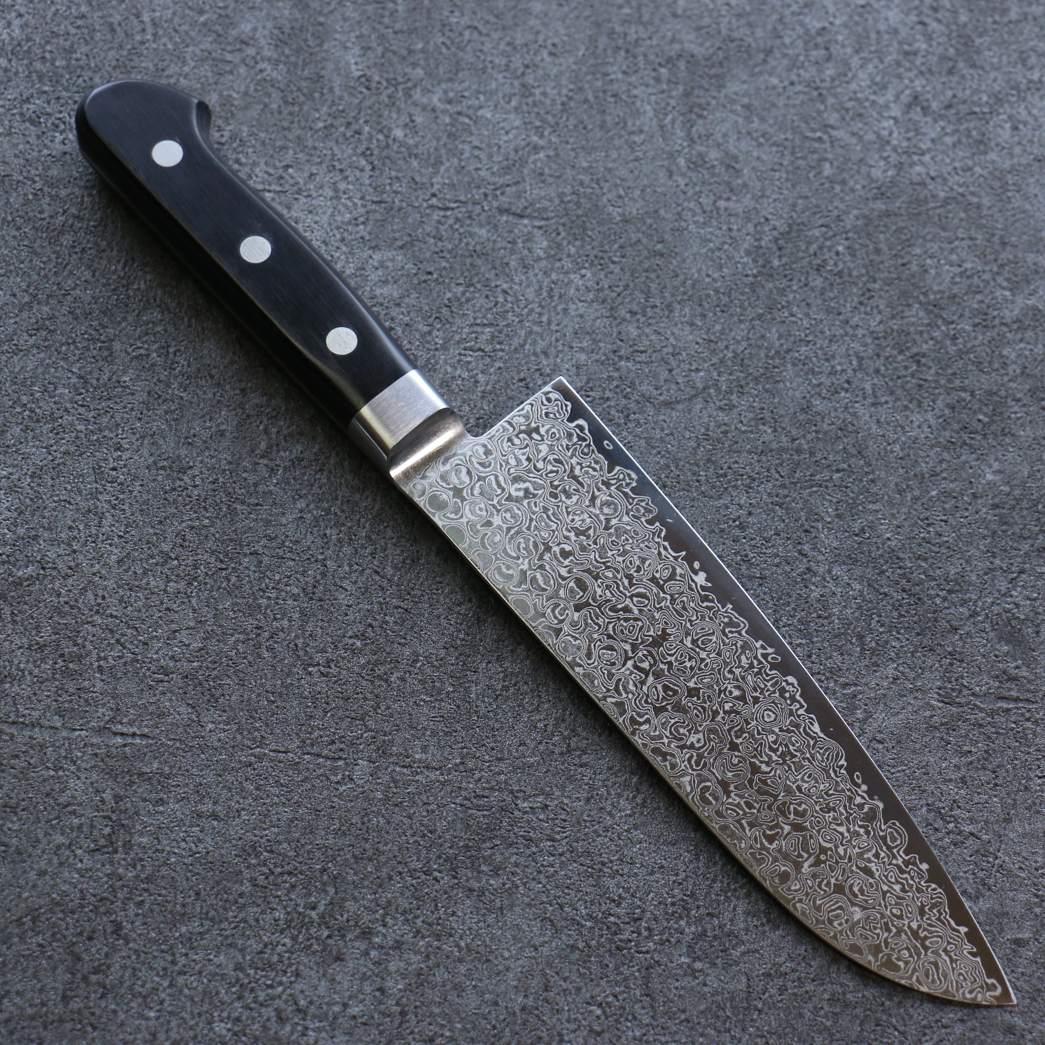 Seisuke ZA-18 Damascus Santoku 165mm Black Pakka wood Handle - Seisuke Knife