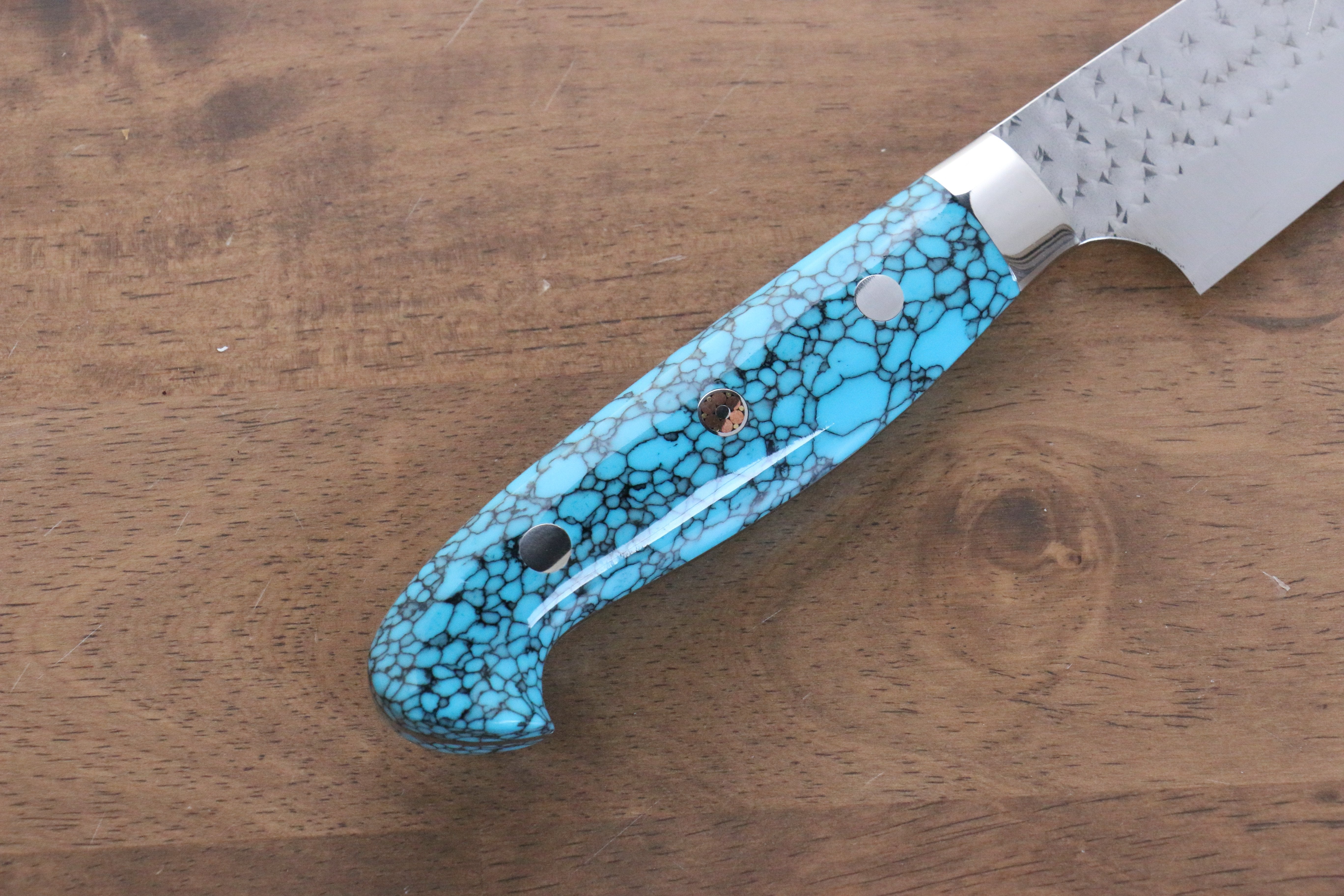 Yu Kurosaki Senko SG2 Hammered Sujihiki 240mm Turquoise Handle - Seisuke Knife