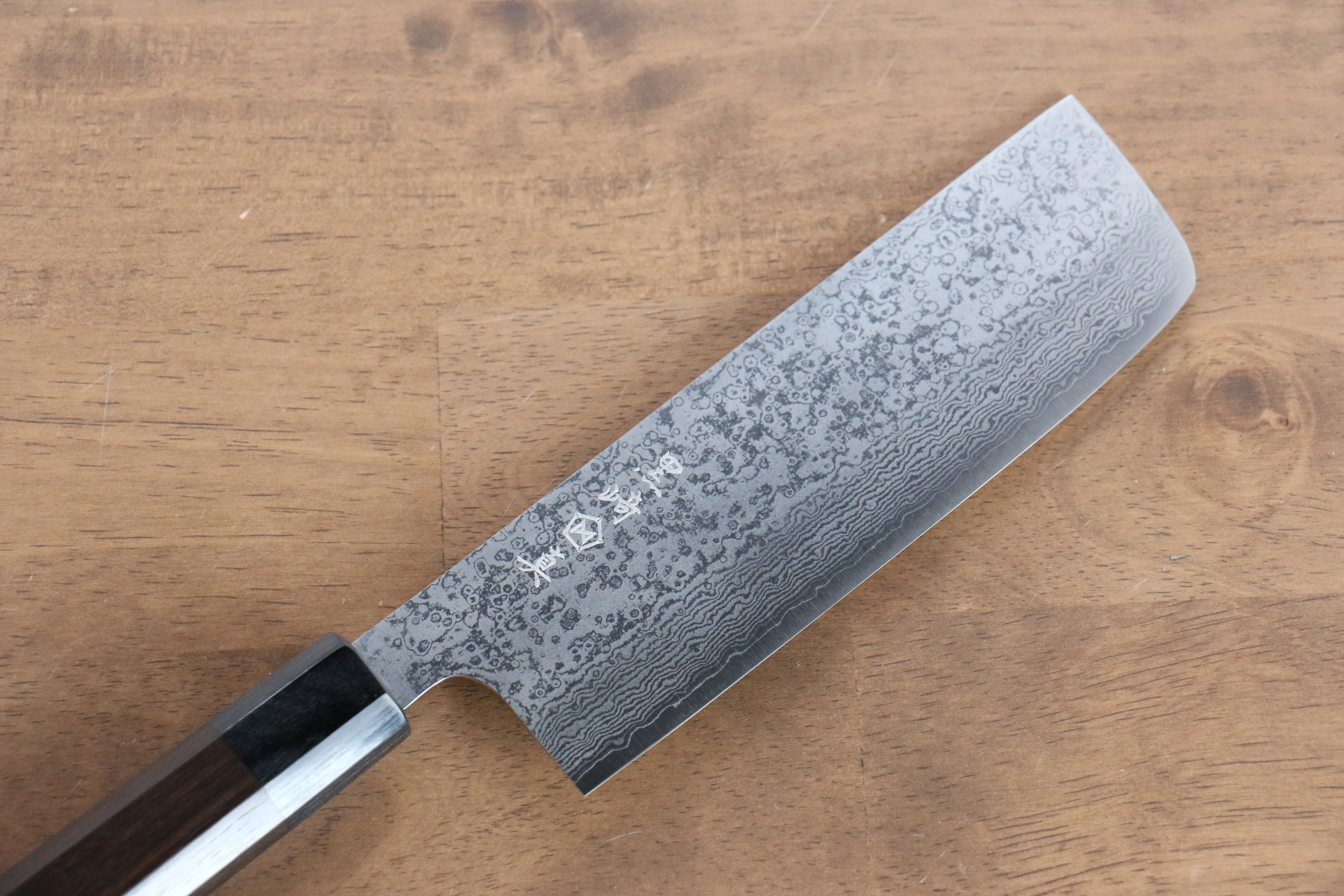 Makoto Kurosaki VG10 Damascus Nakiri 170mm with Ebony Wood Handle - Seisuke Knife