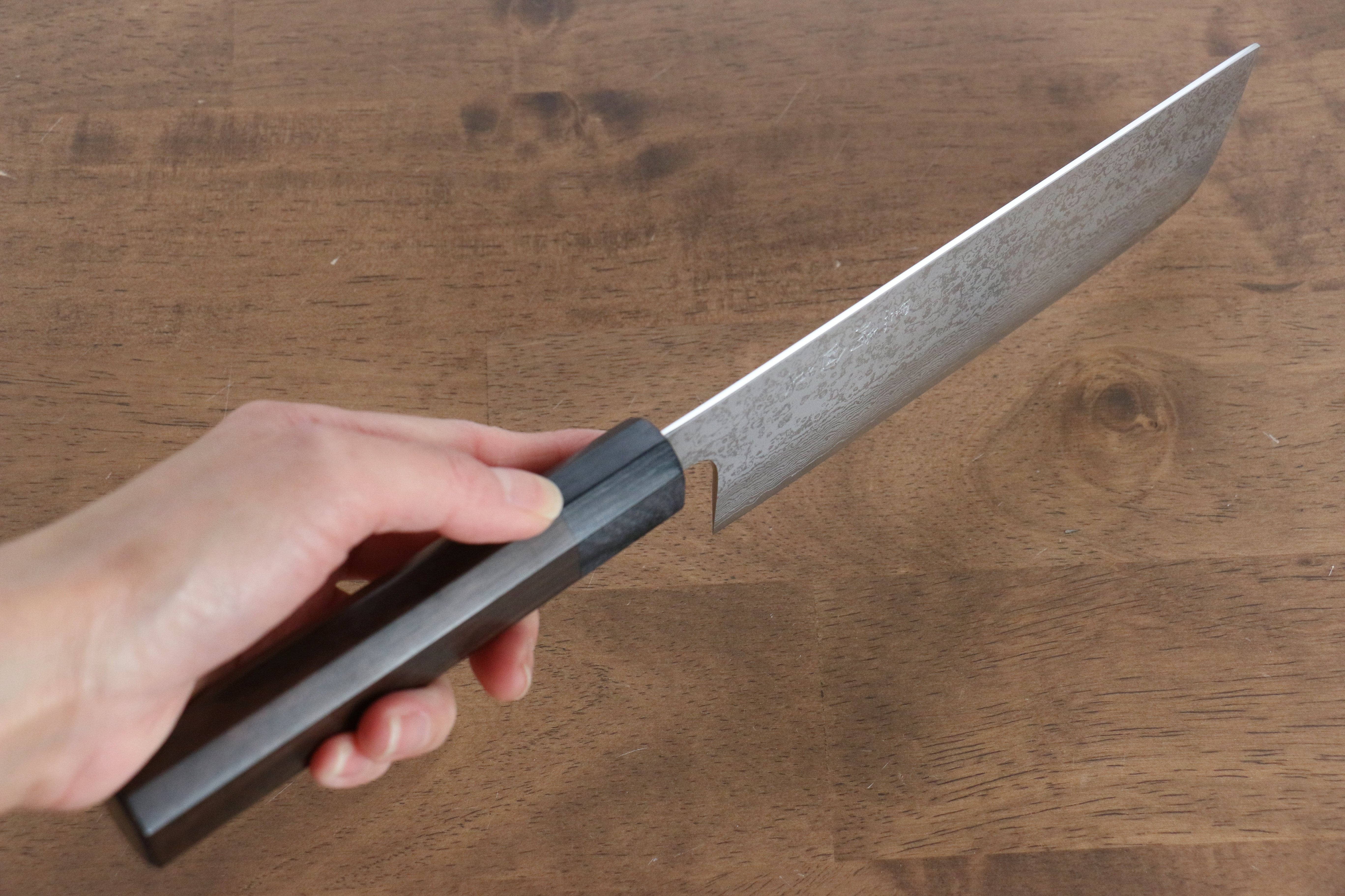 Makoto Kurosaki VG10 Damascus Nakiri 170mm with Ebony Wood Handle - Seisuke Knife