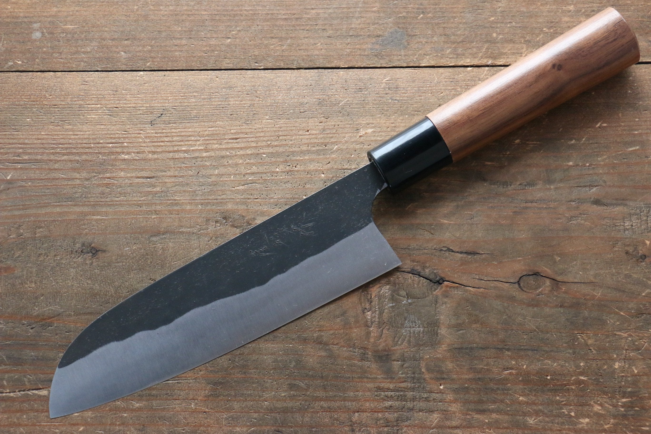 Shungo Ogata White Steel No.2 Black Finished Santoku 165mm Walnut Handle - Seisuke Knife