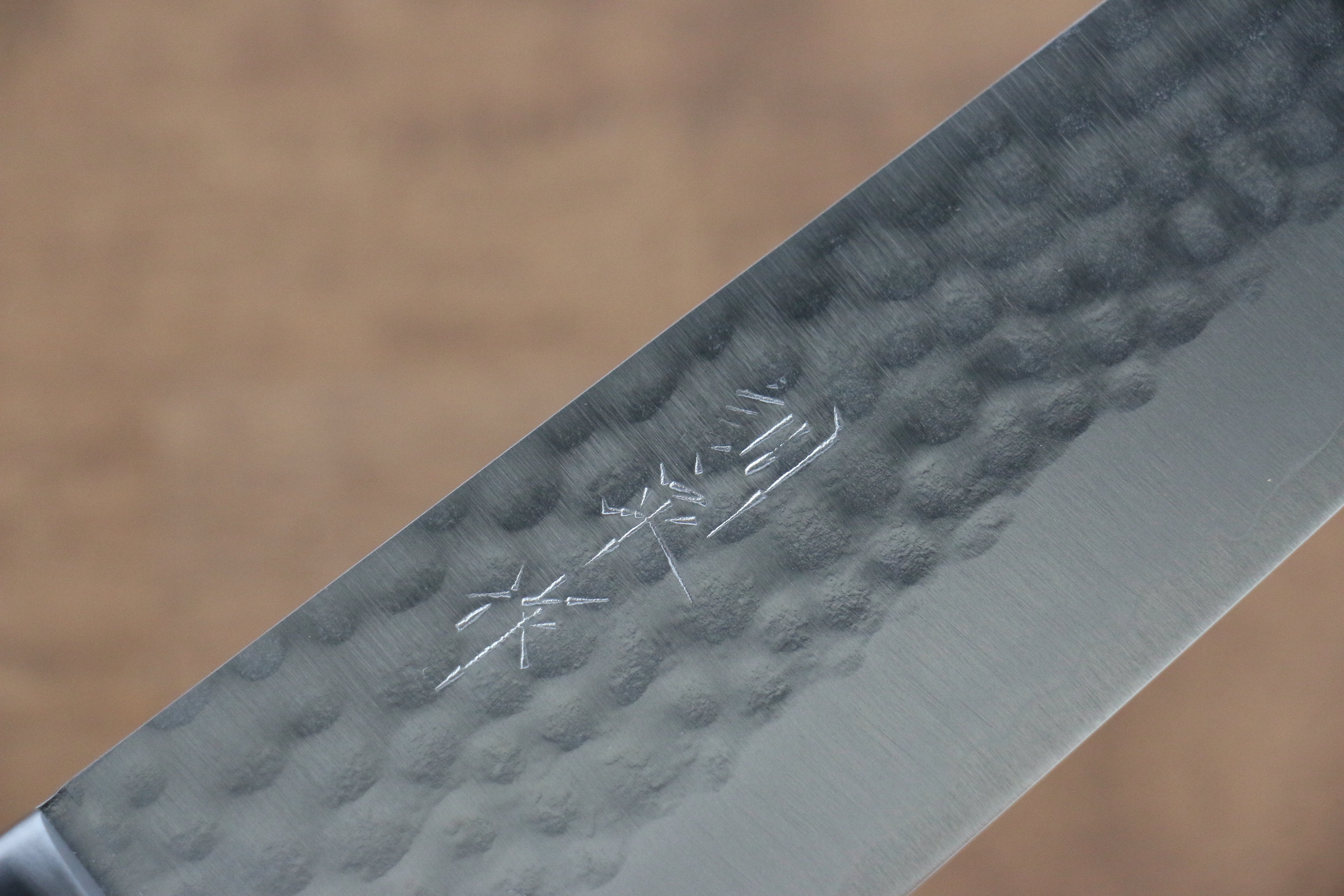 Kunihira VG1 Hammered Santoku 170mm Blue Pakka wood Handle - Seisuke Knife