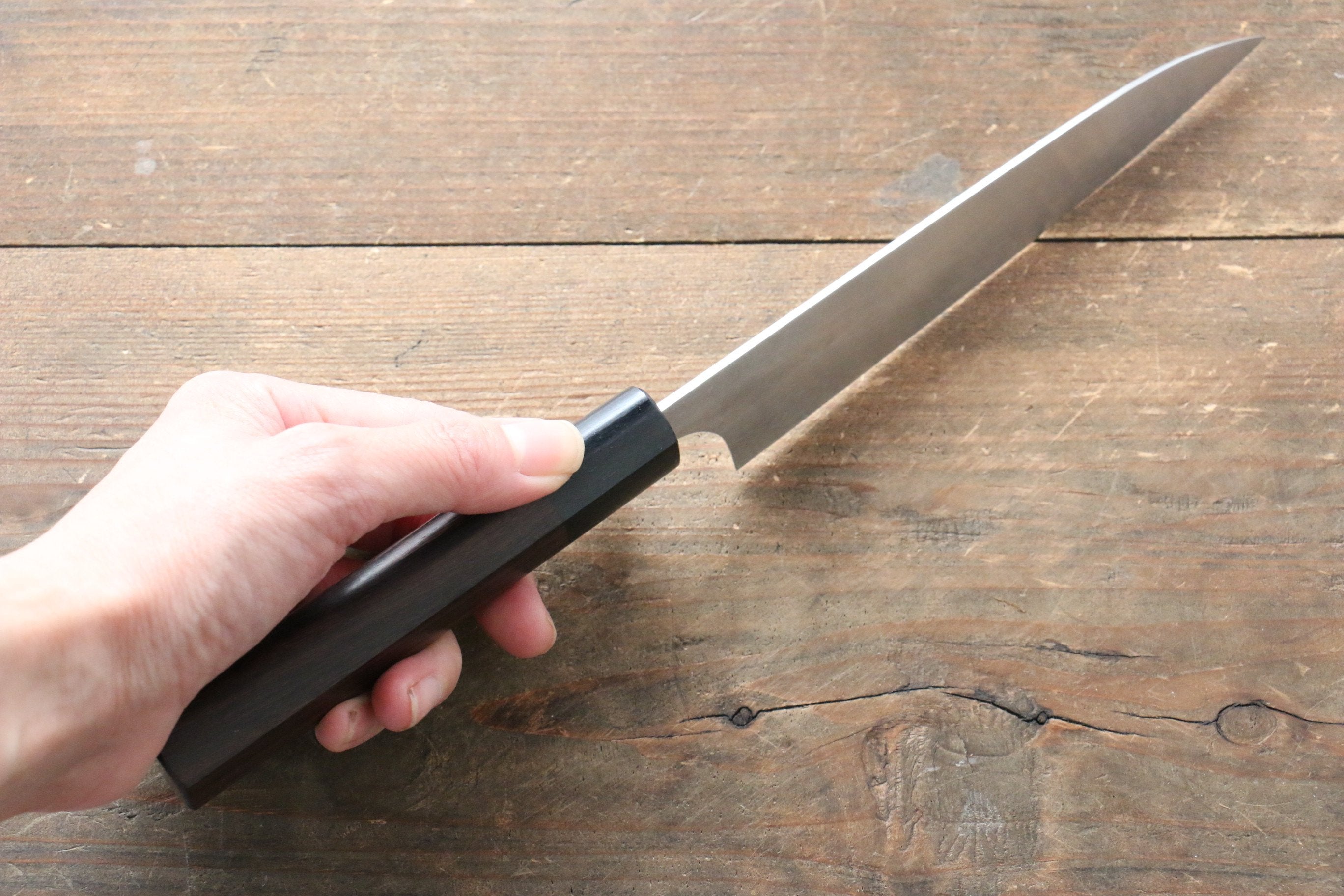 Shungo Ogata Silver Steel No.3 Damascus Petty-Utility 150mm Shitan Handle - Seisuke Knife