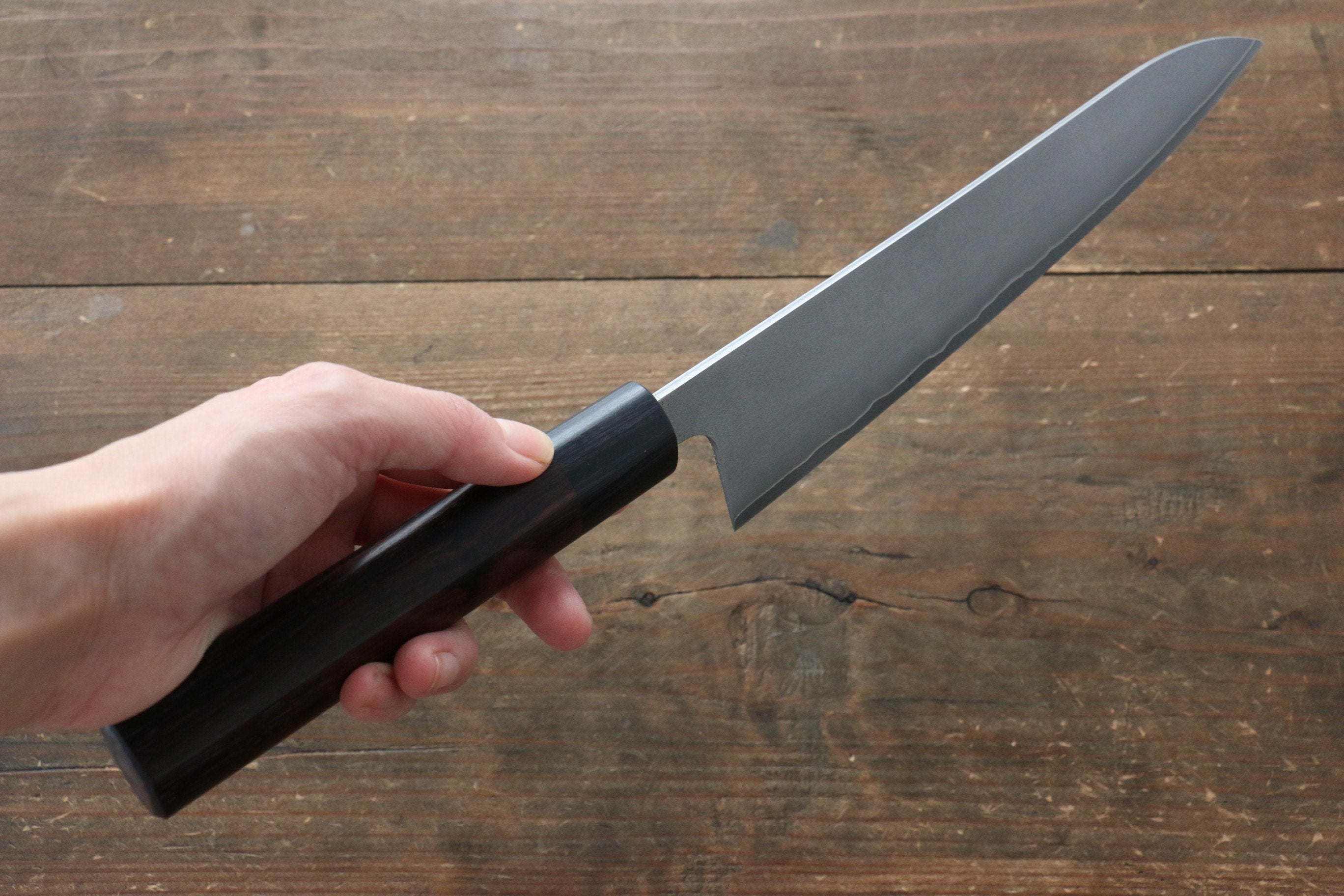 Shungo Ogata Silver Steel No.3 Damascus Black Finished Gyuto 210mm Shitan Handle - Seisuke Knife