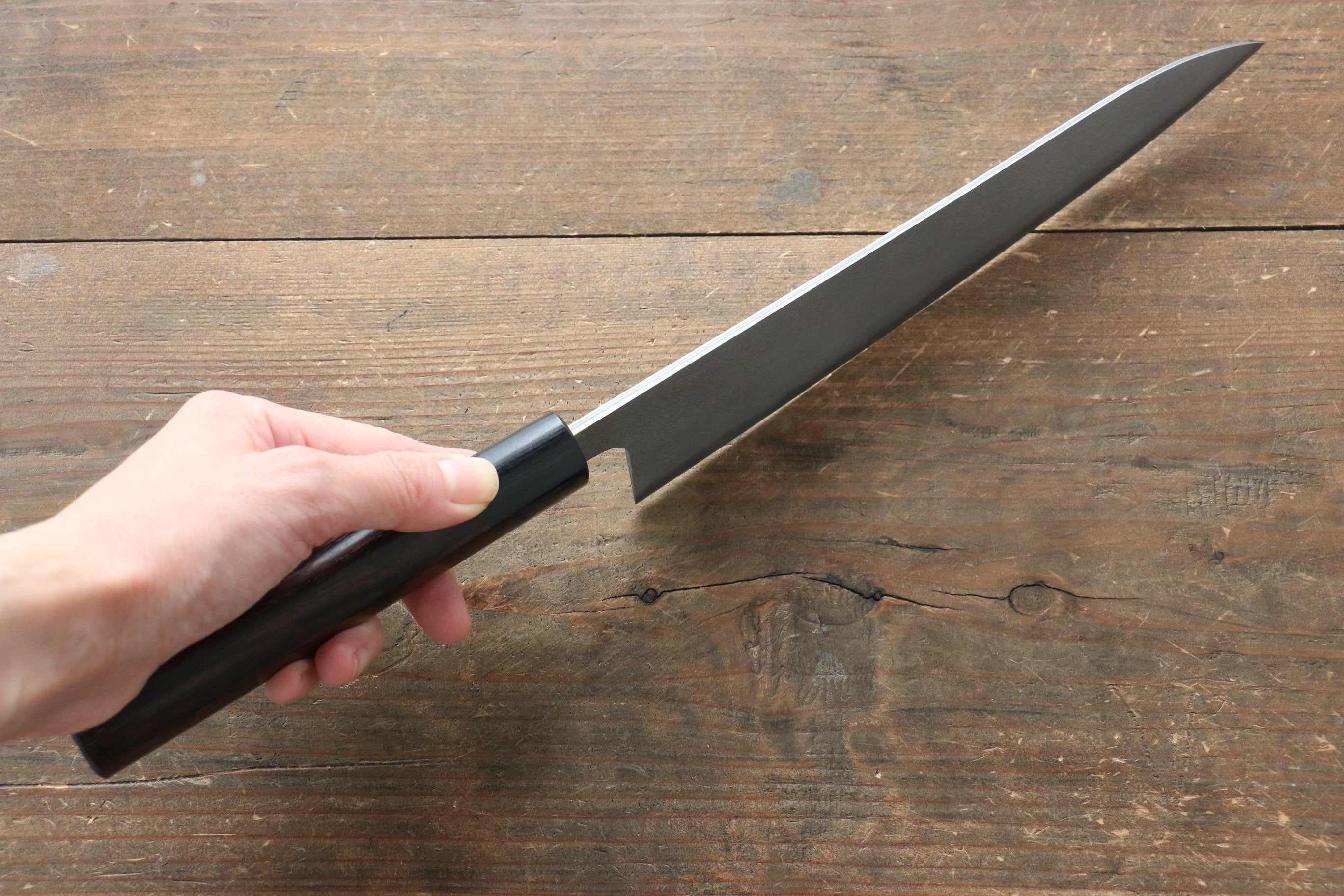 Shungo Ogata Silver Steel No.3 Damascus Black Finished Gyuto 210mm Shitan Handle - Seisuke Knife
