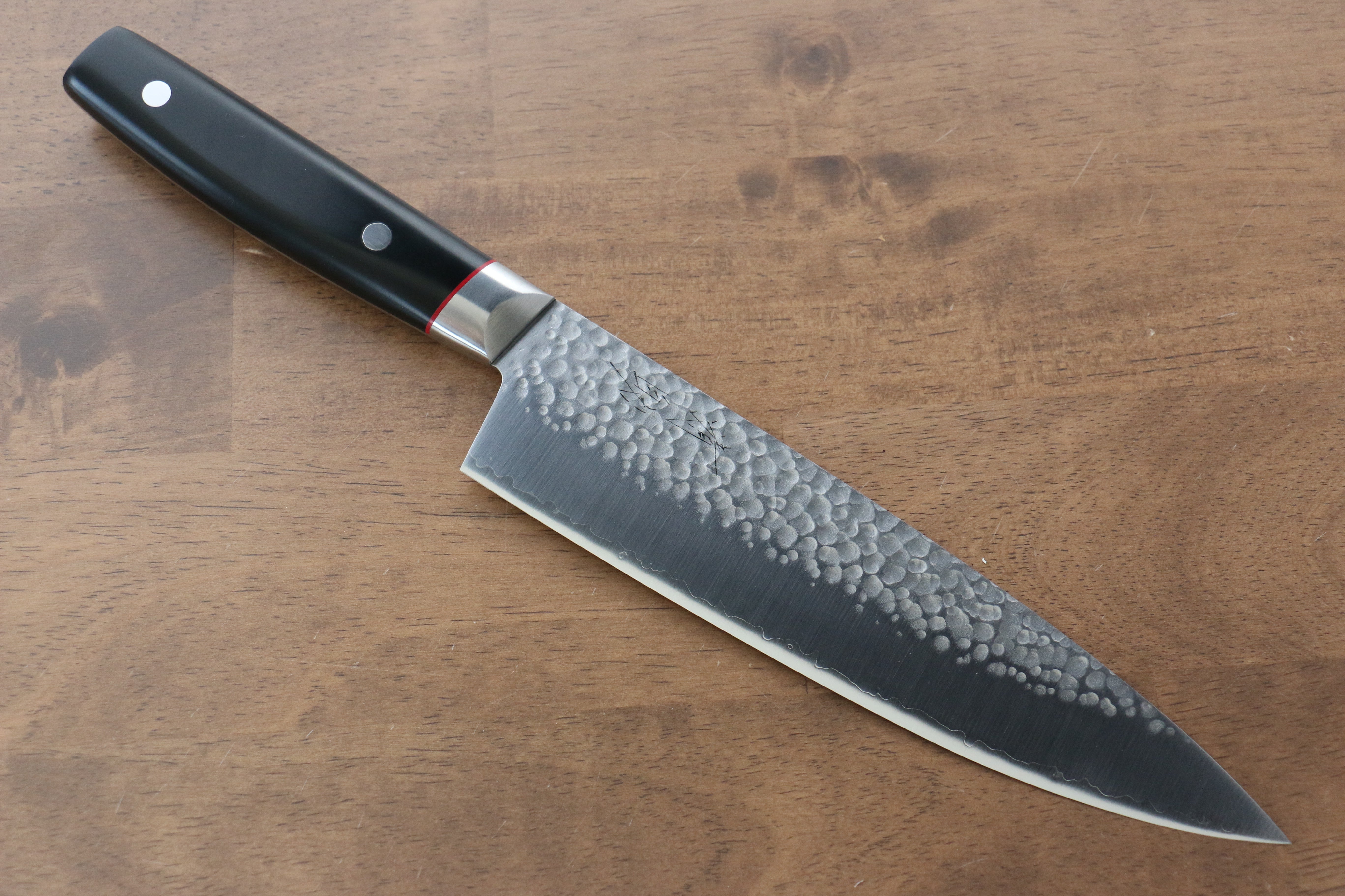 Seisuke PRO-J VG10 Hammered Gyuto 200mm Black Micarta Handle - Seisuke Knife