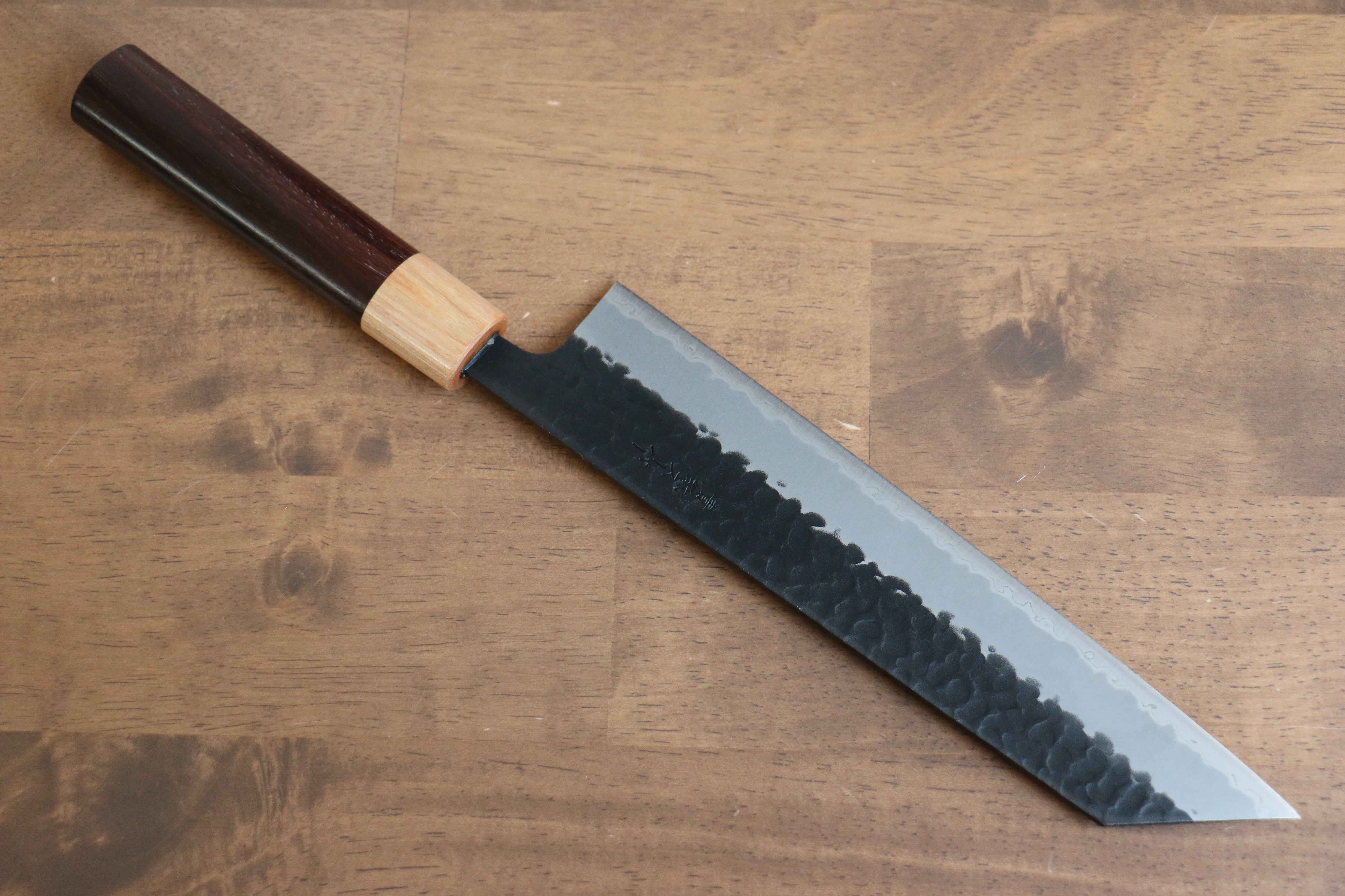 Seisuke Blue Super Hammered Kurouchi Kiritsuke 210mm Rosewood Handle - Seisuke Knife