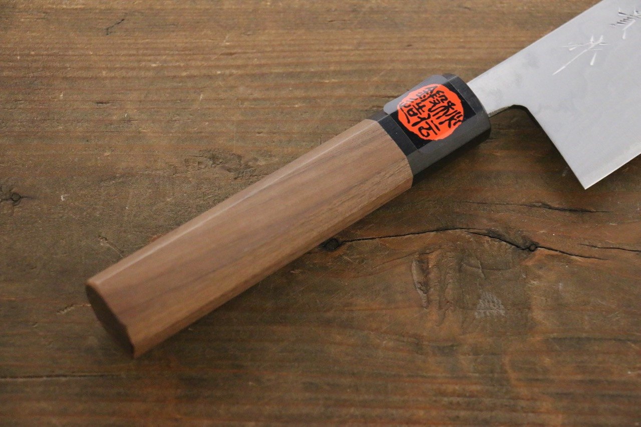 Shigeki Tanaka Blue Steel No.2 Damascus Nakiri 165mm Walnut Handle - Seisuke Knife