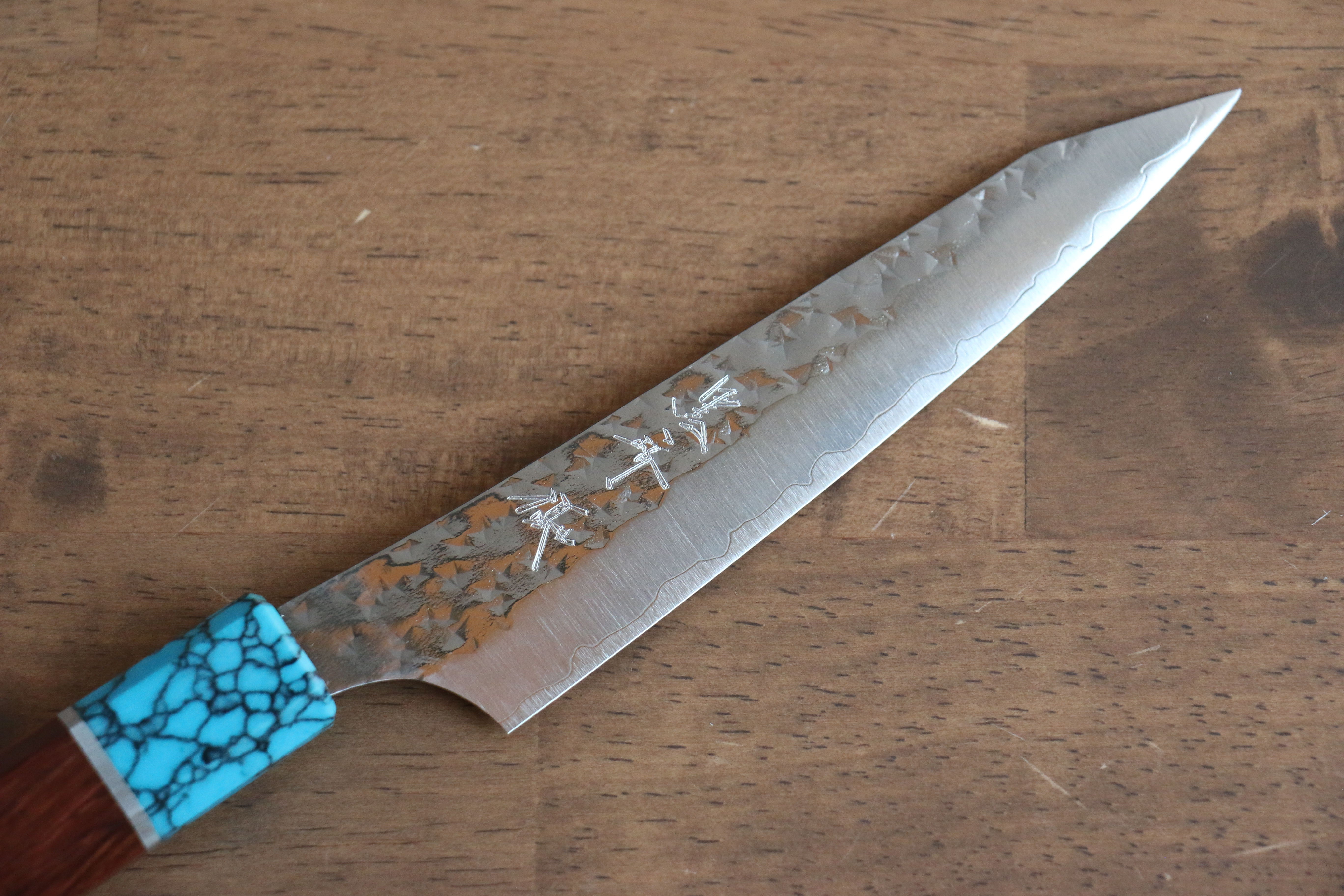 Yu Kurosaki Senko Ei SG2 Hammered Petty-Utility 130mm Rosewood (Ferrule: Blue Turquoise) Handle - Seisuke Knife
