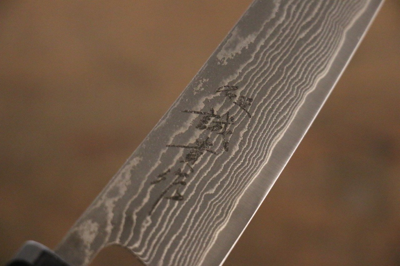 Shigeki Tanaka SG2 Black Damascus Petty-Utility 150mm Ebony Wood Handle - Seisuke Knife