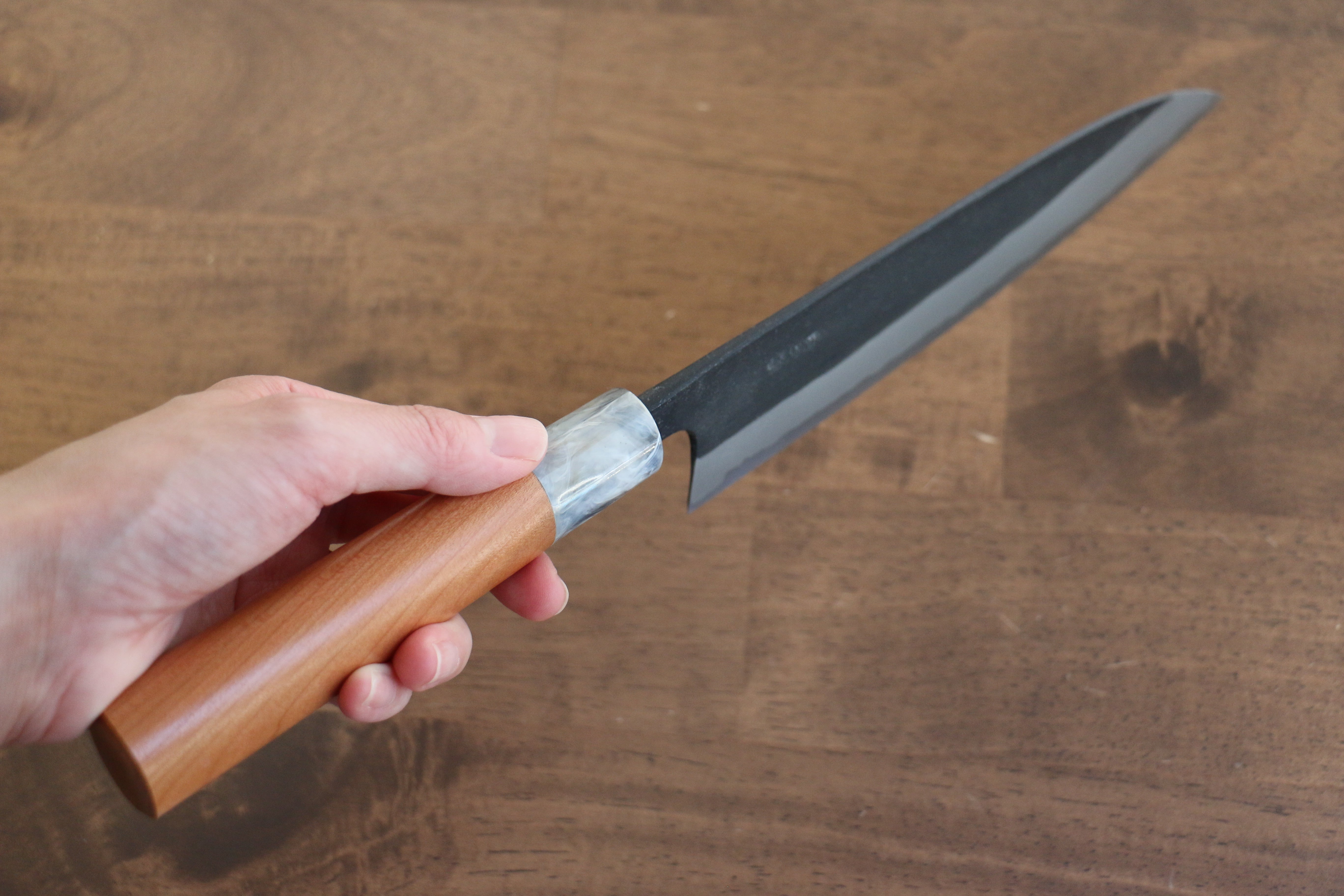 Nao Yamamoto White Steel No.2 Kurouchi Gyuto 180mm Cherry Wood Handle - Seisuke Knife