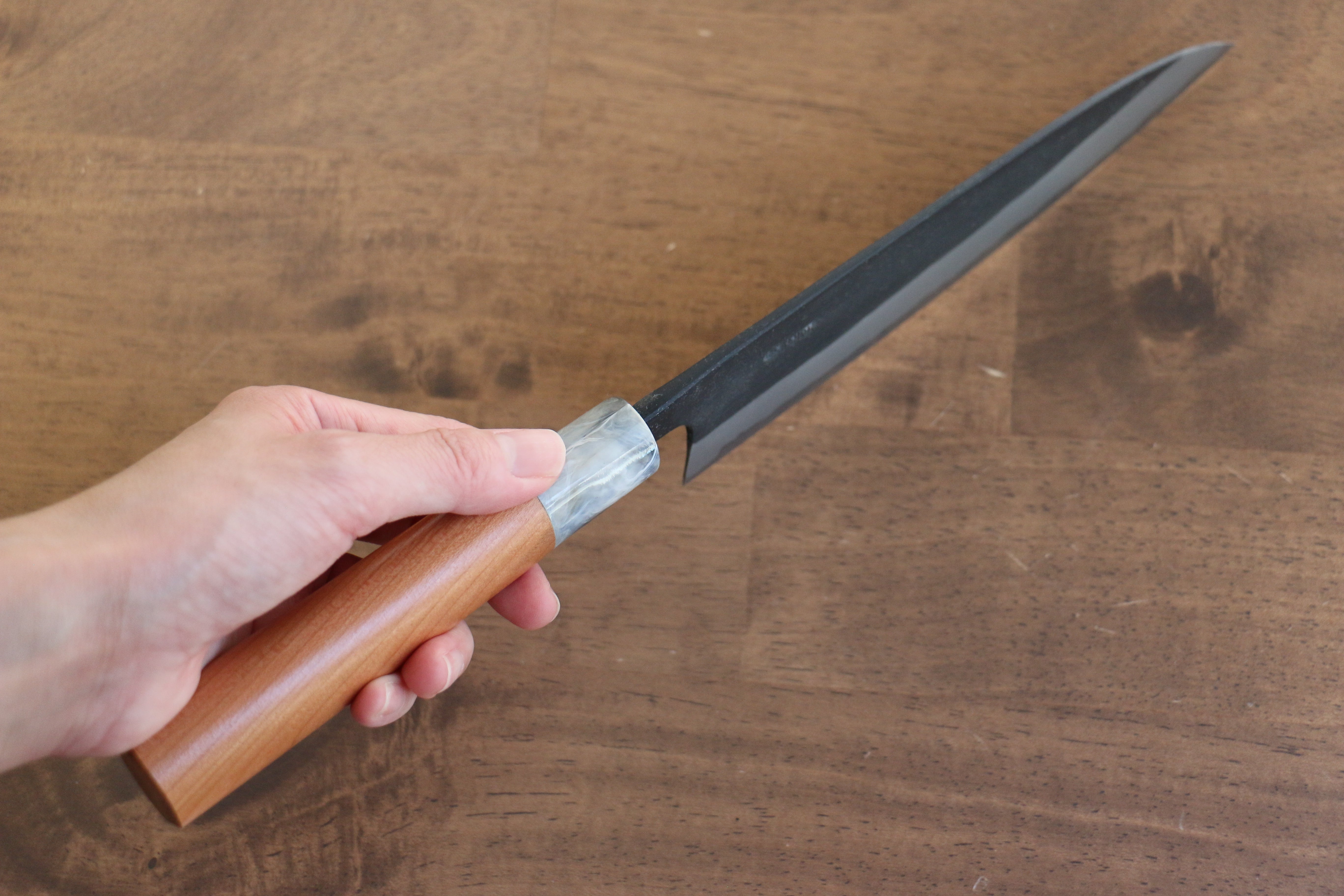 Nao Yamamoto White Steel No.2 Kurouchi Gyuto 180mm Cherry Wood Handle - Seisuke Knife