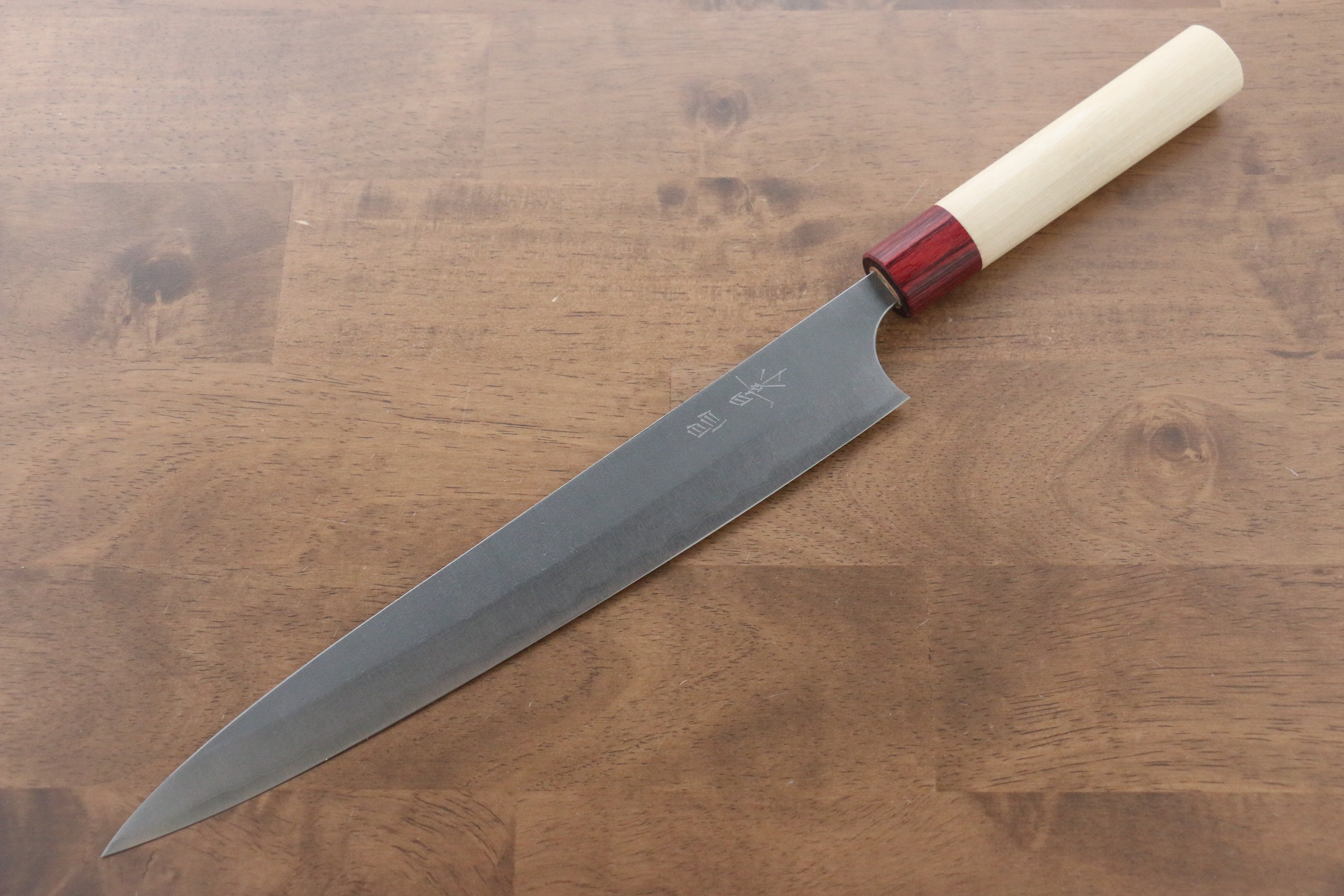 Masakage Yuki White Steel No.2 Nashiji Sujihiki 270mm Magnolia Handle - Seisuke Knife