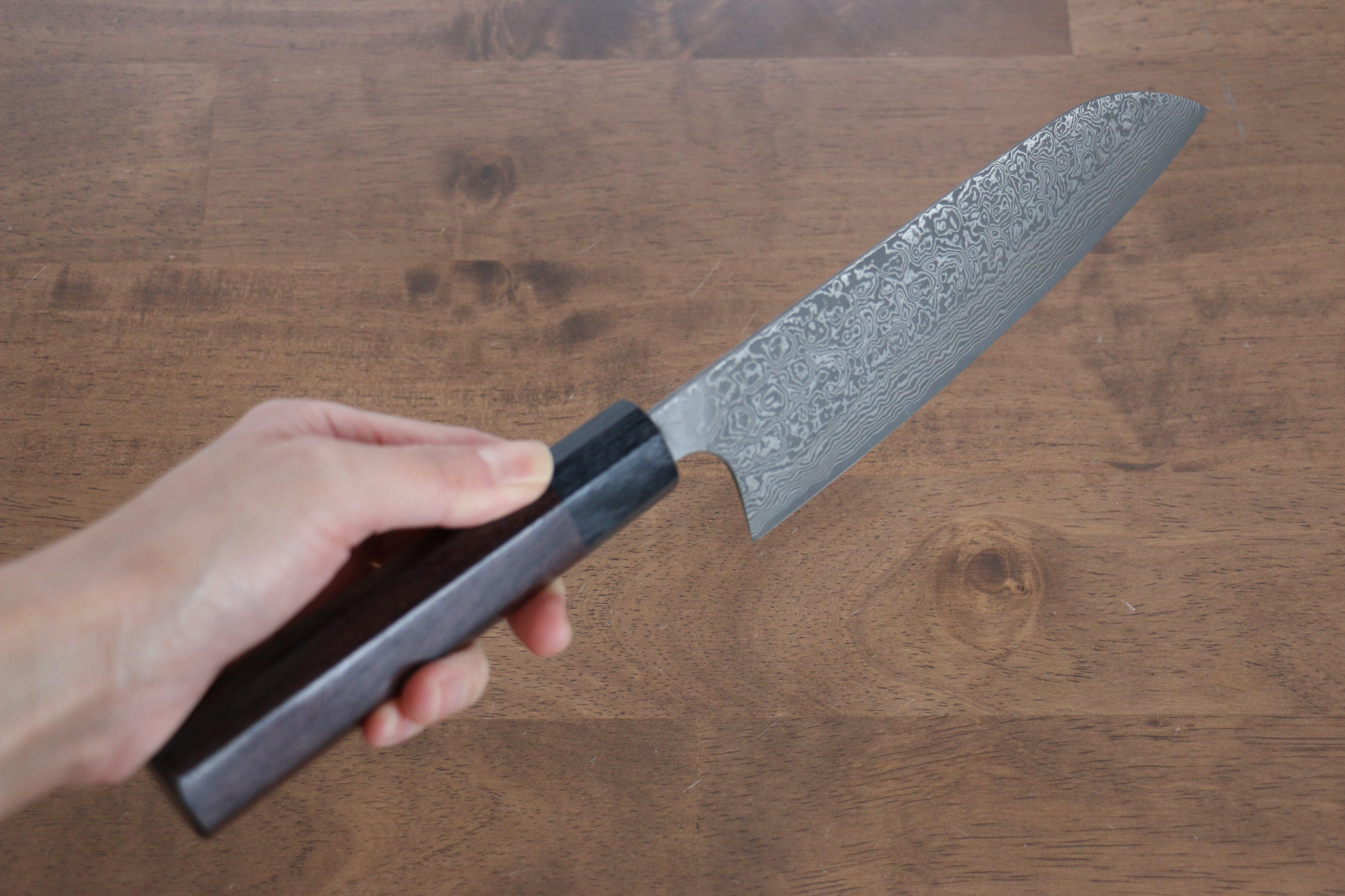 Masakage Kumo VG10 Damascus Santoku 165mm Shitan Handle - Seisuke Knife